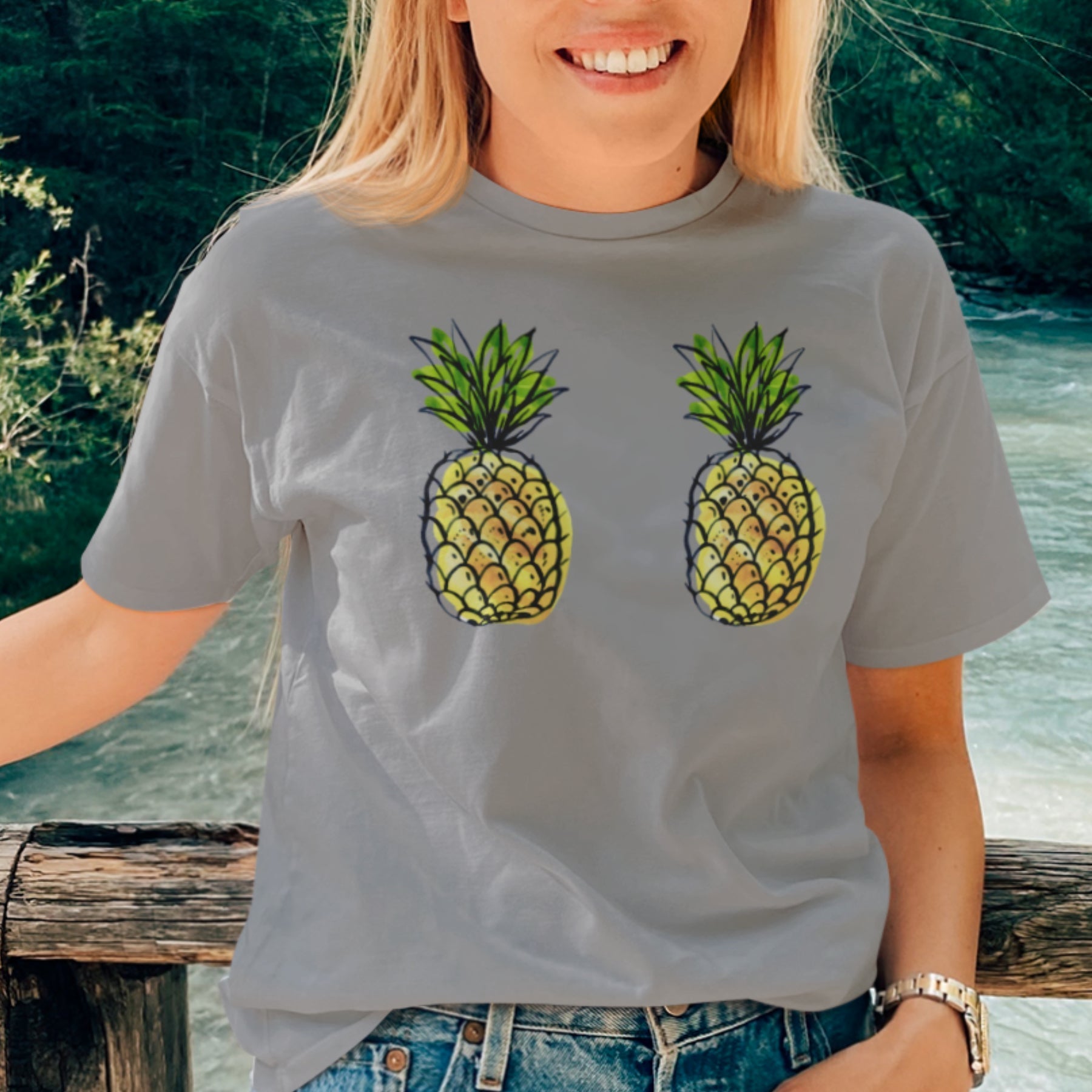 Sivomelírované UNISEX tričko „Ananásy“