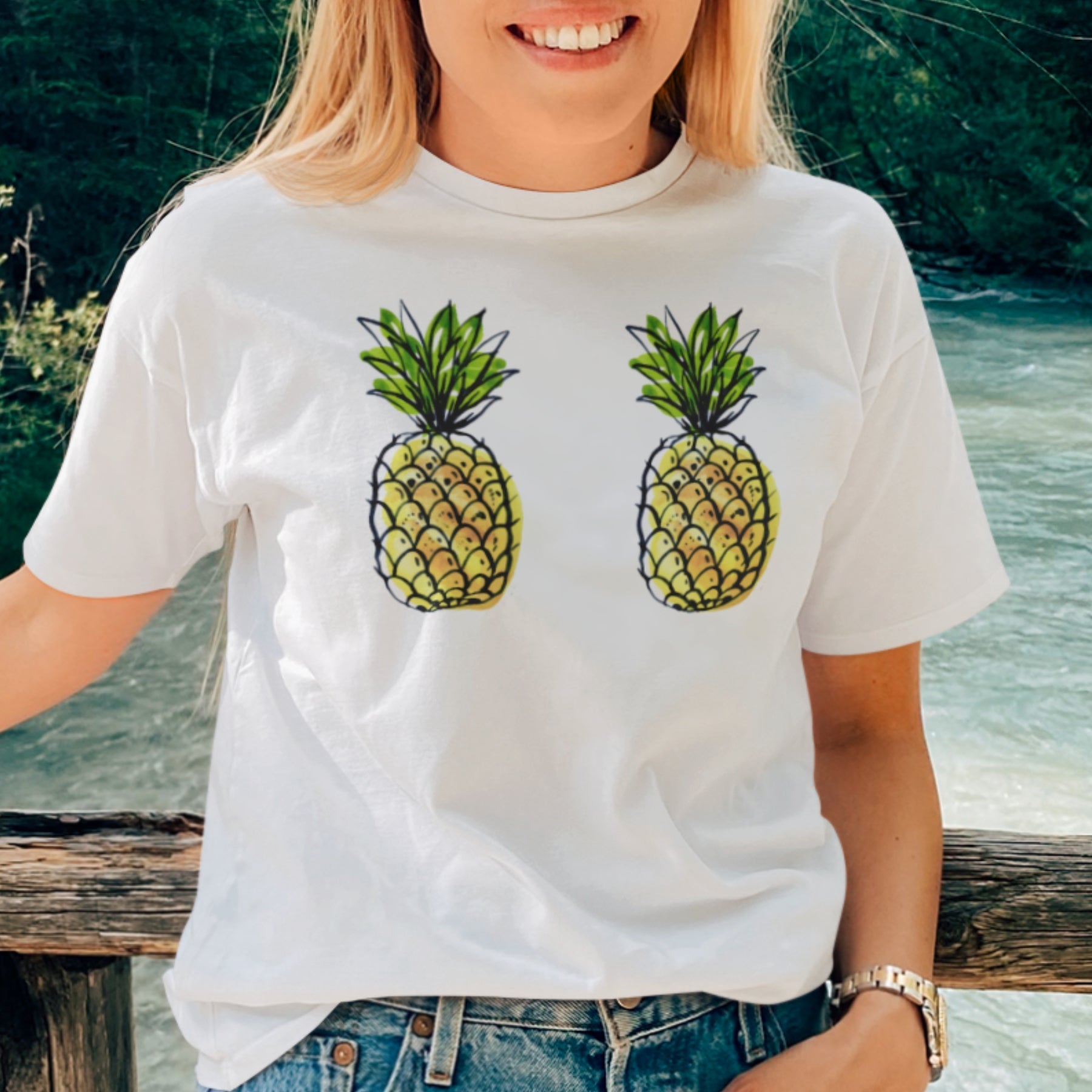 Biele UNISEX tričko „Ananásy“
