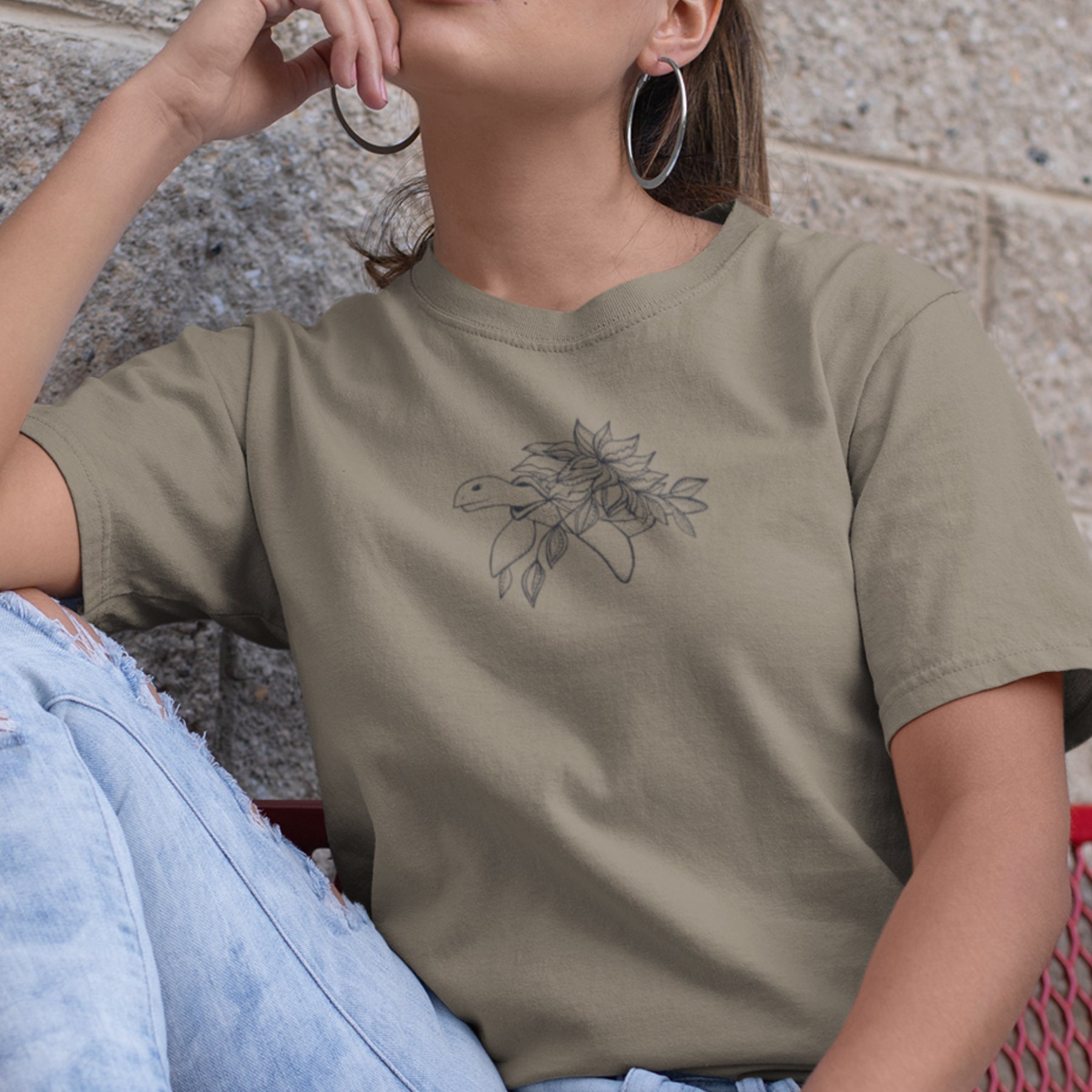 Khaki UNISEX tričko „Korytnačka“
