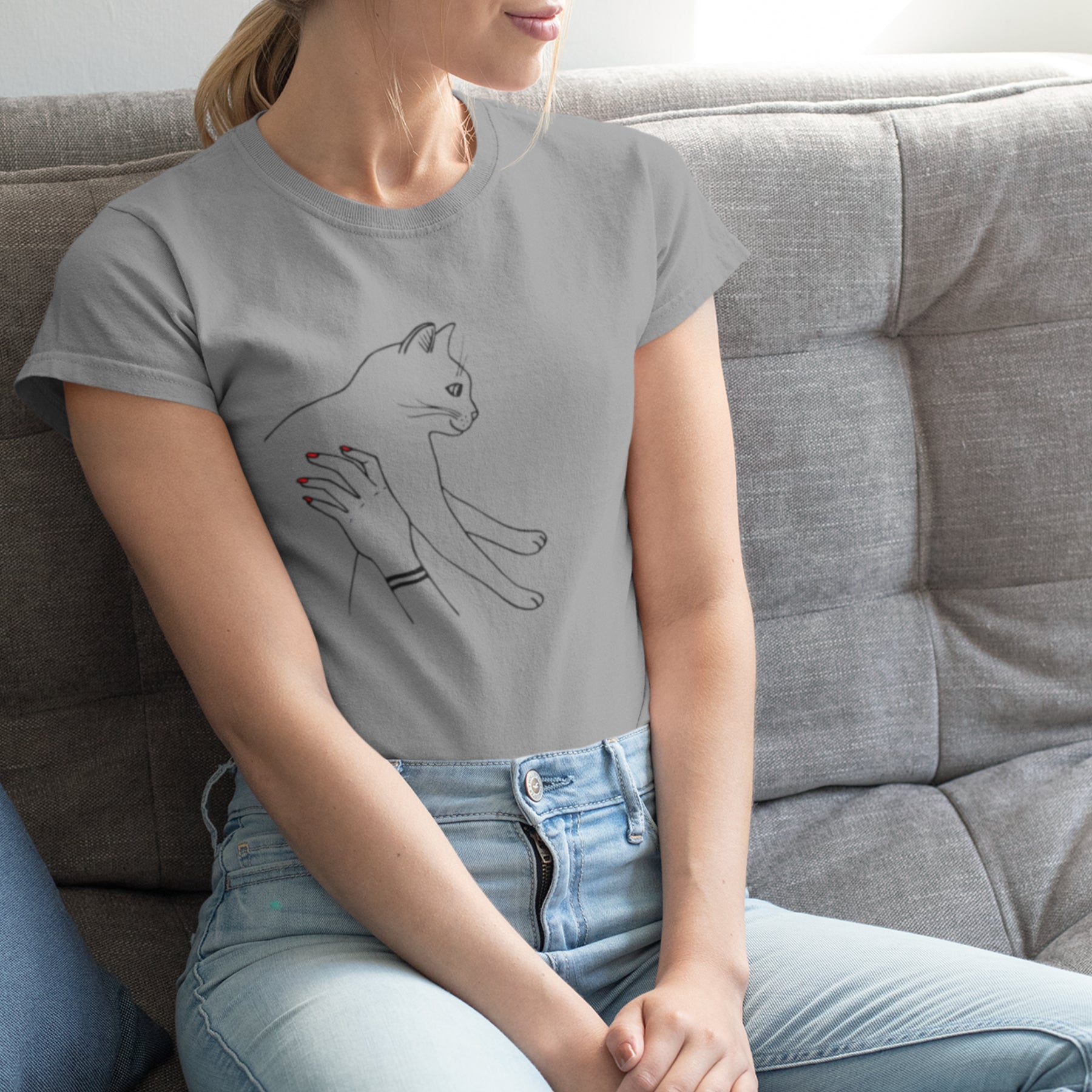 Sivomelírované UNISEX tričko „Mačka“