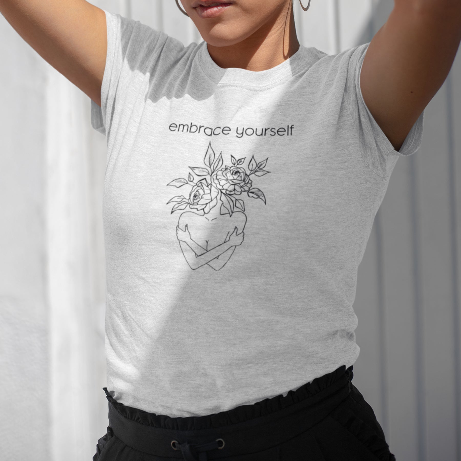 Biele UNISEX tričko „Objím sám seba“