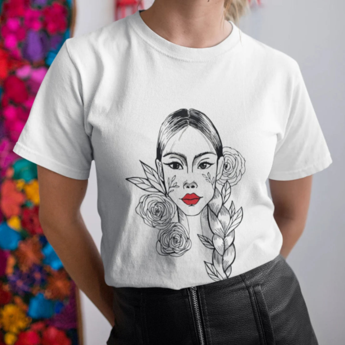 Biele UNISEX tričko „Dievča s vrkočom“