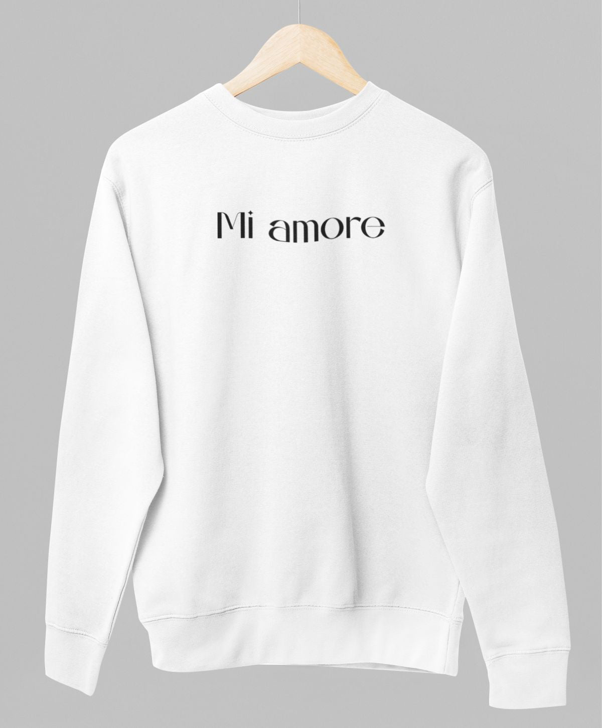 Biely UNISEX pulóver „Mi Amore“