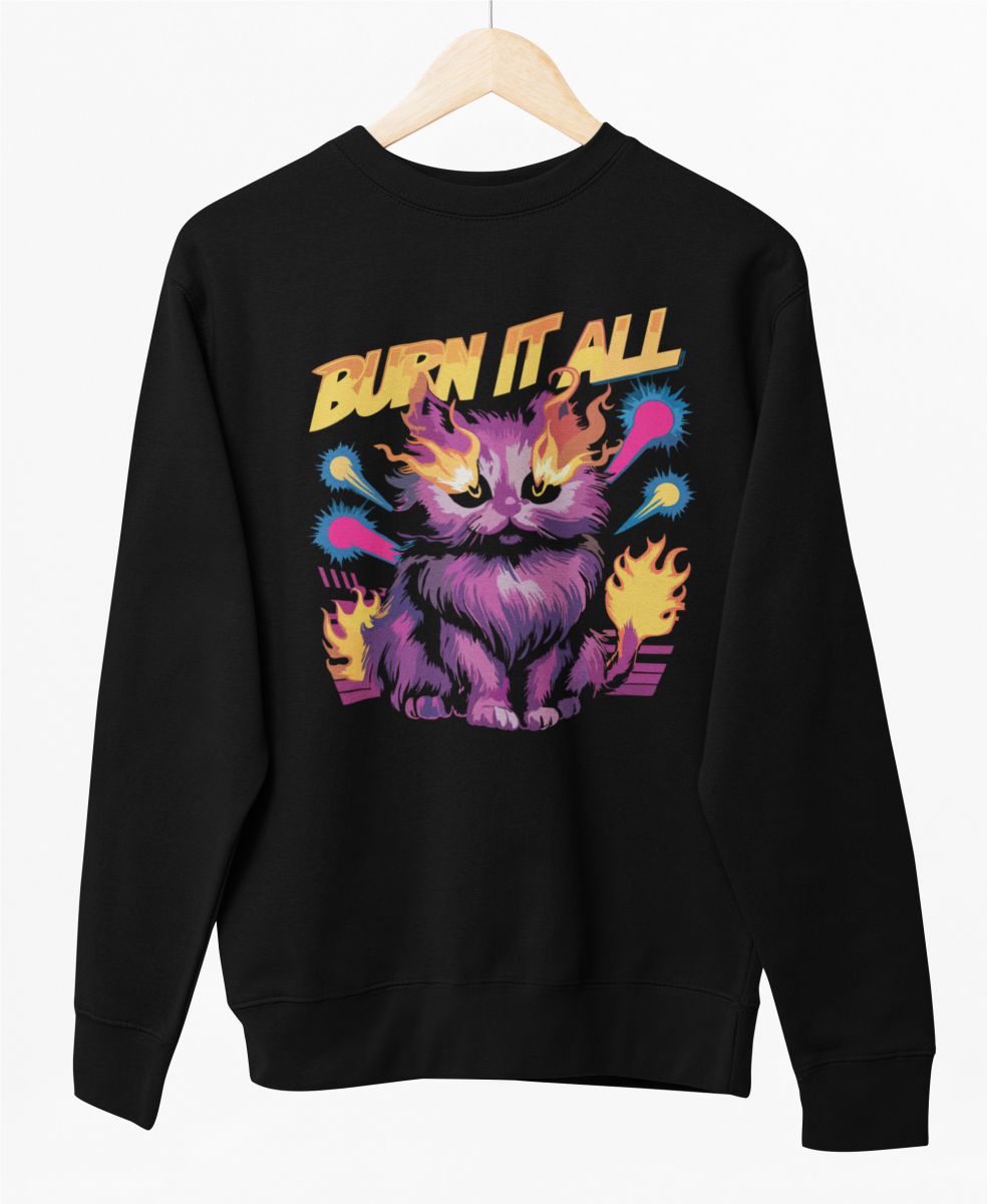 Čierny UNISEX pulóver „Burn it all“