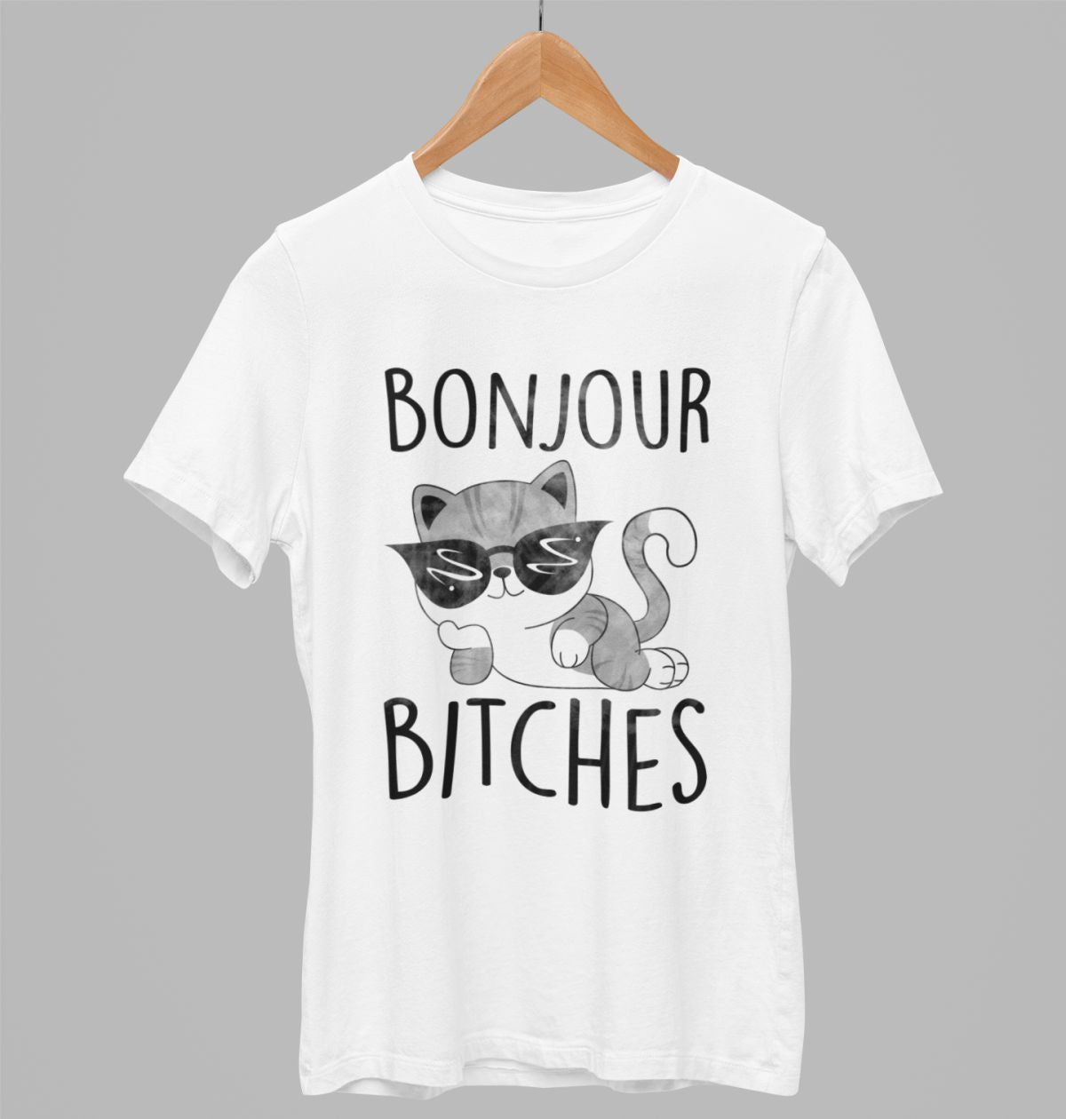 Biele UNISEX tričko „Bonjour bitches“