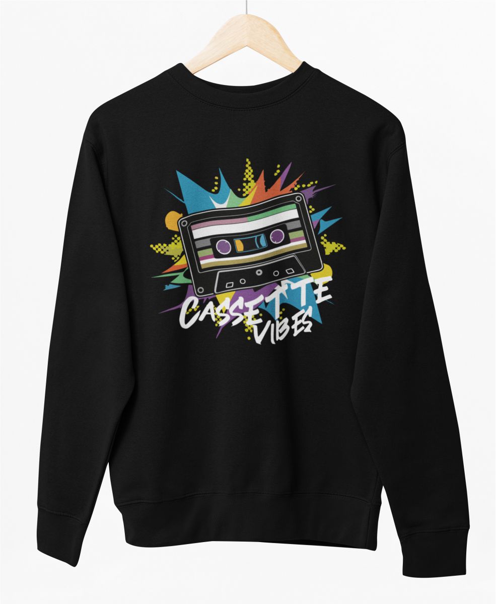 Čierny UNISEX pulóver „Cassette vibes“