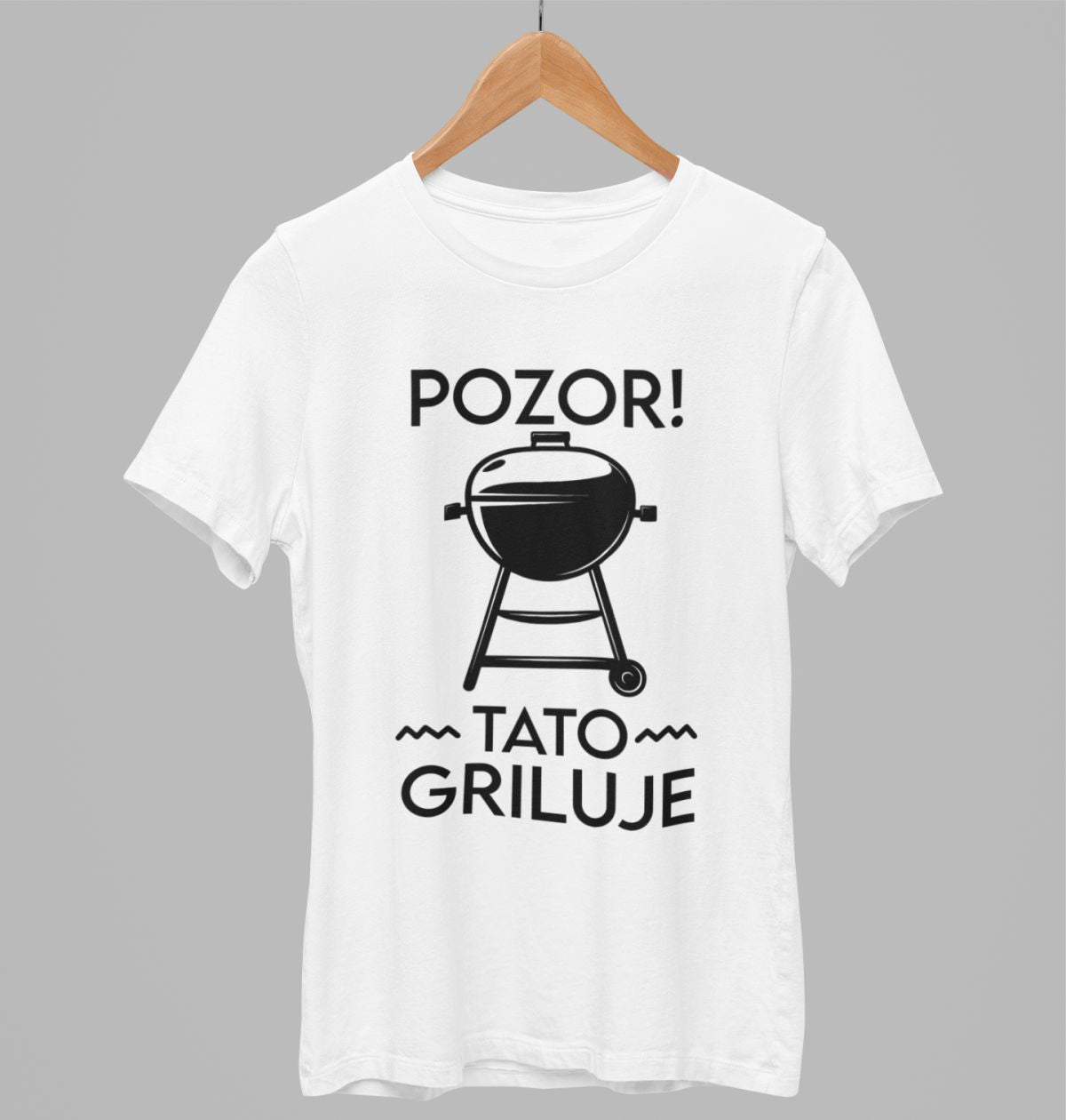 Biele UNISEX tričko „Pozor! Tato griluje“