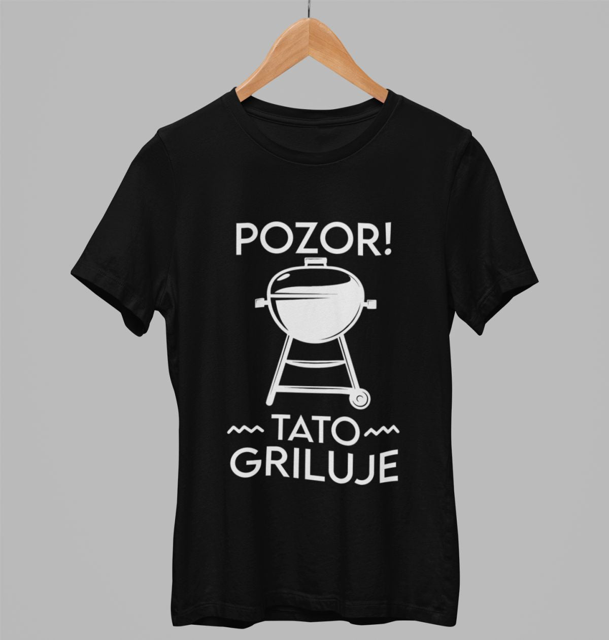 Čierne UNISEX tričko „Pozor! Tato griluje“