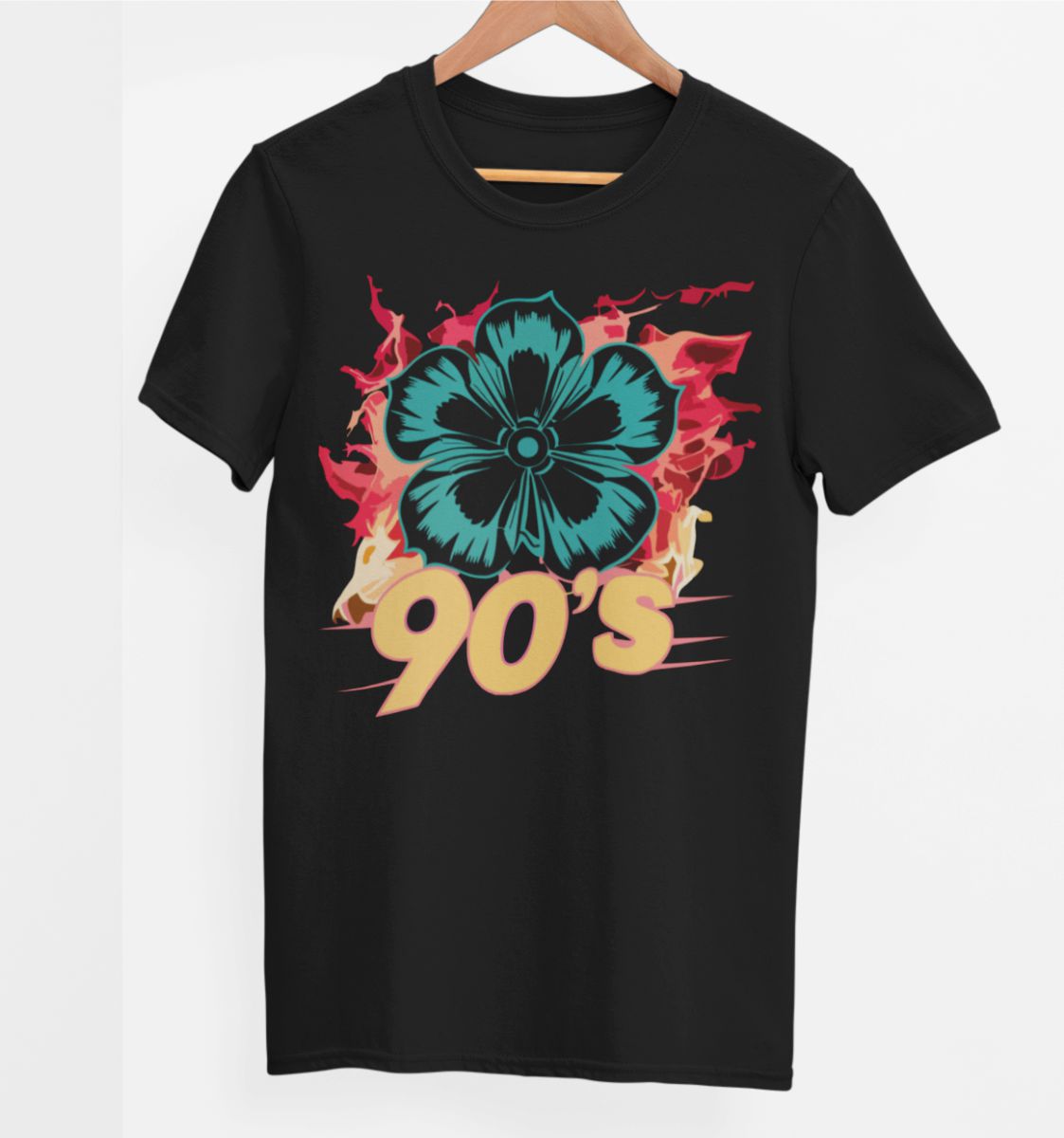 Čierne UNISEX tričko „90’s flower“
