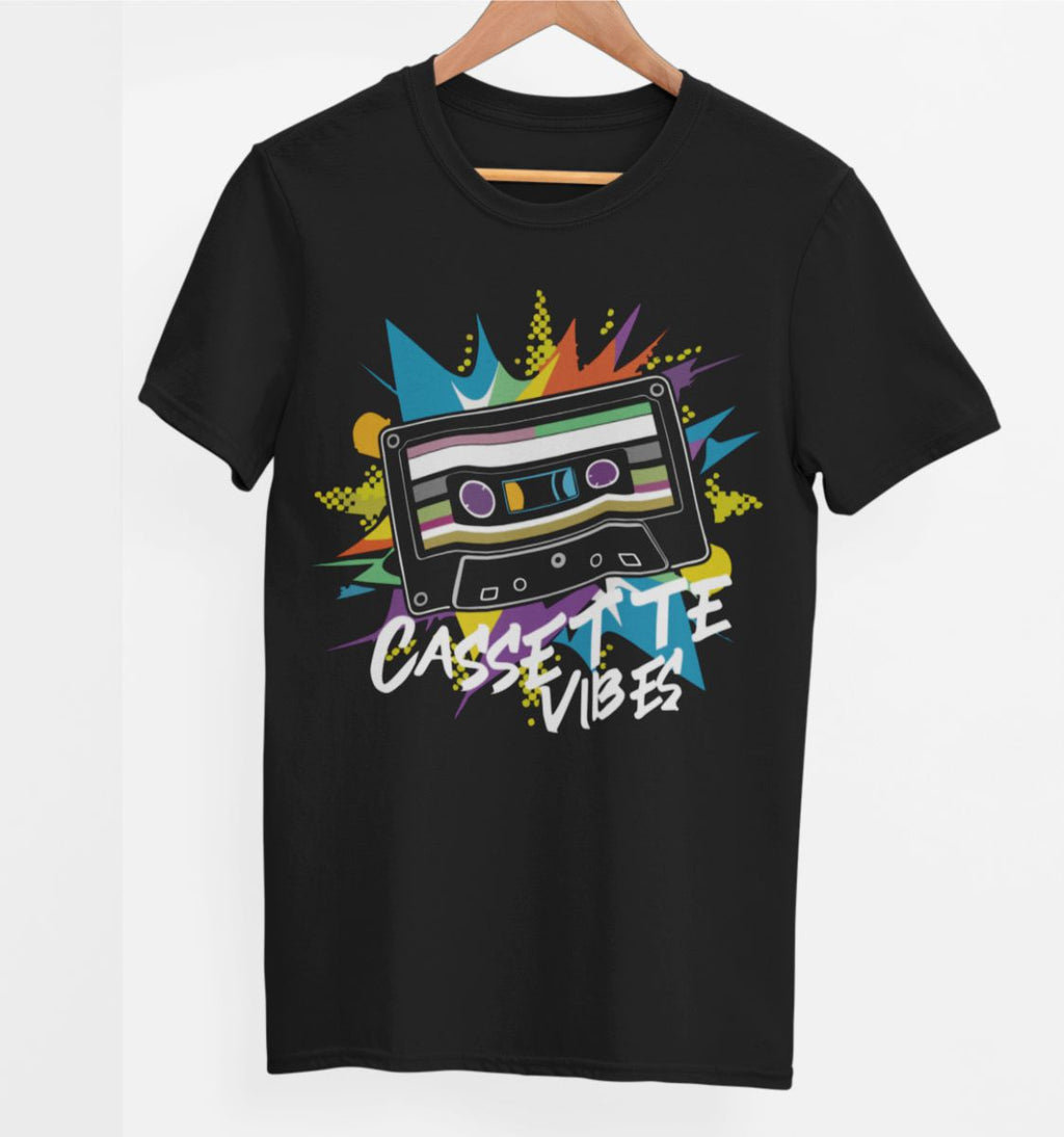 Čierne UNISEX tričko „Cassette vibes“