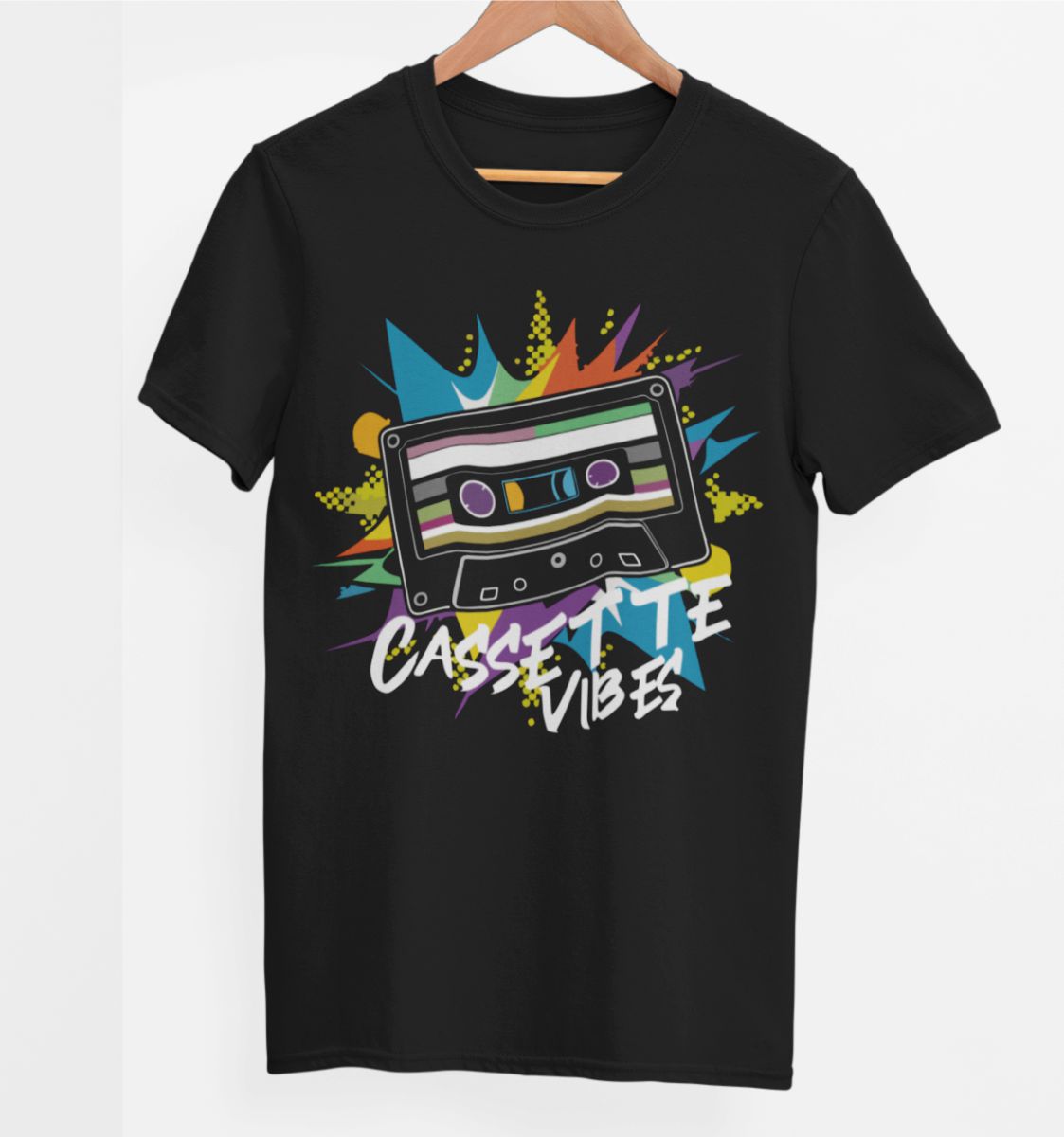 Čierne UNISEX tričko „Cassette vibes“