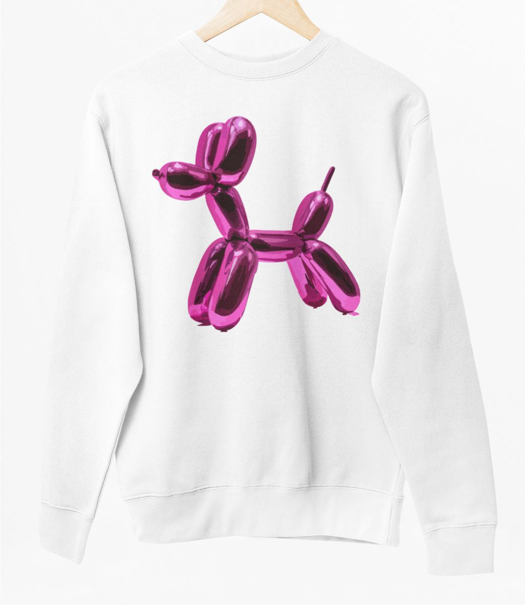 Biely UNISEX pulóver „Kovový pes“