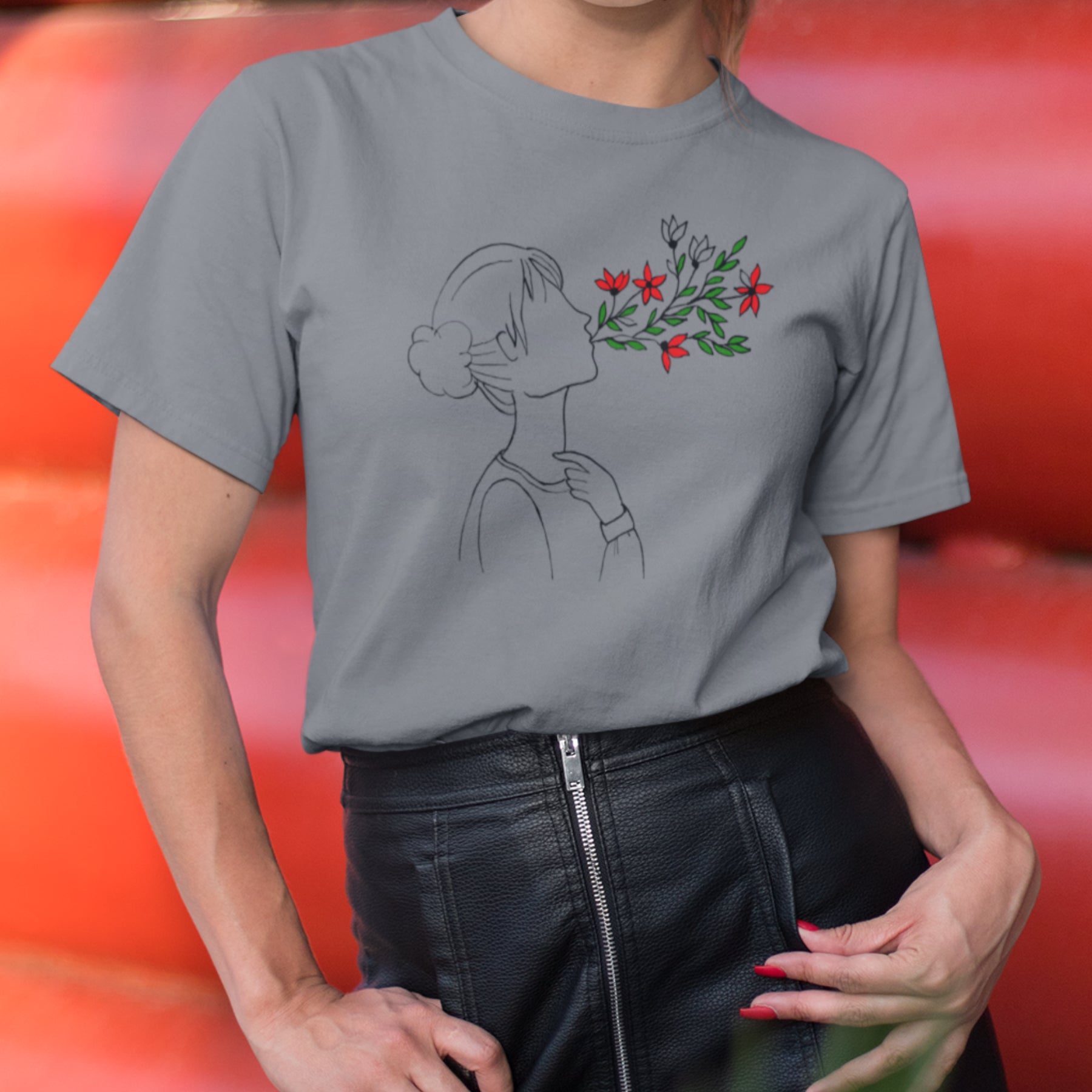 Grau meliertes T-Shirt Atmen