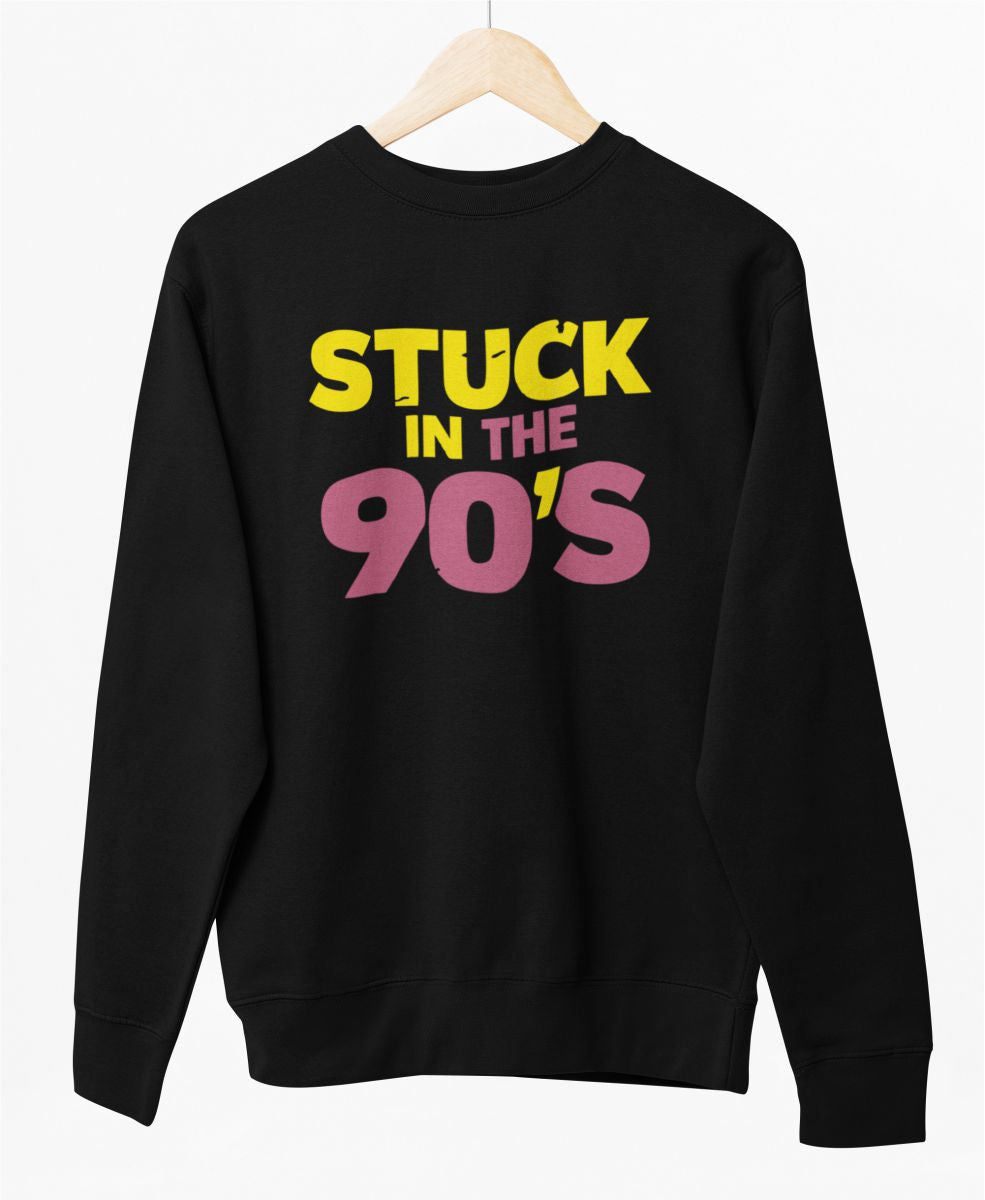 Čierny UNISEX pulóver „Stuck in the 90’s“