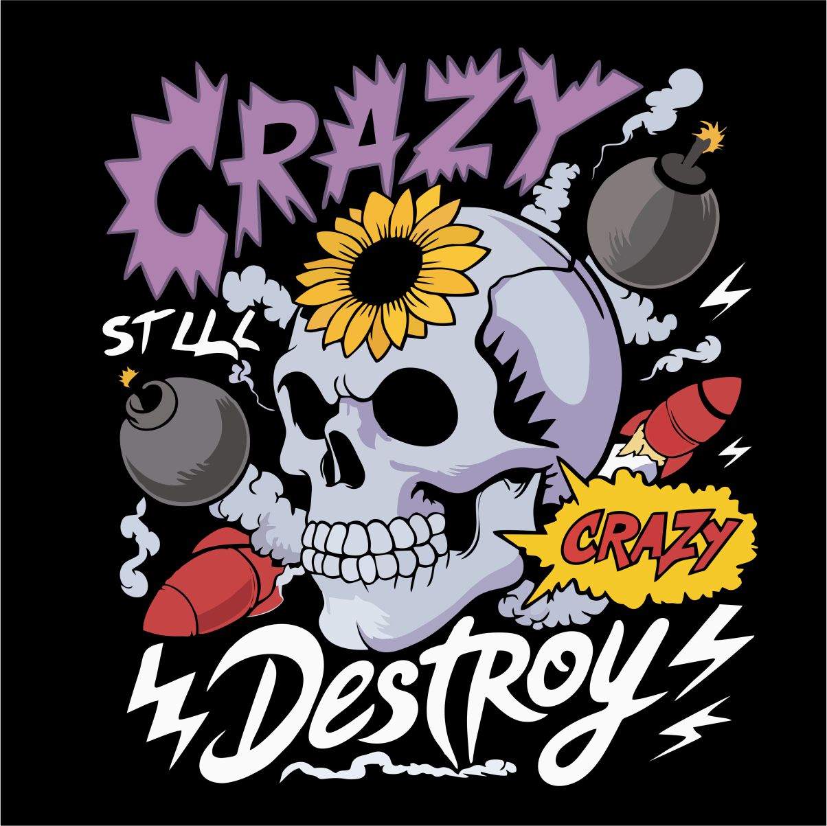 Čierne UNISEX tričko „Crazy destroy“