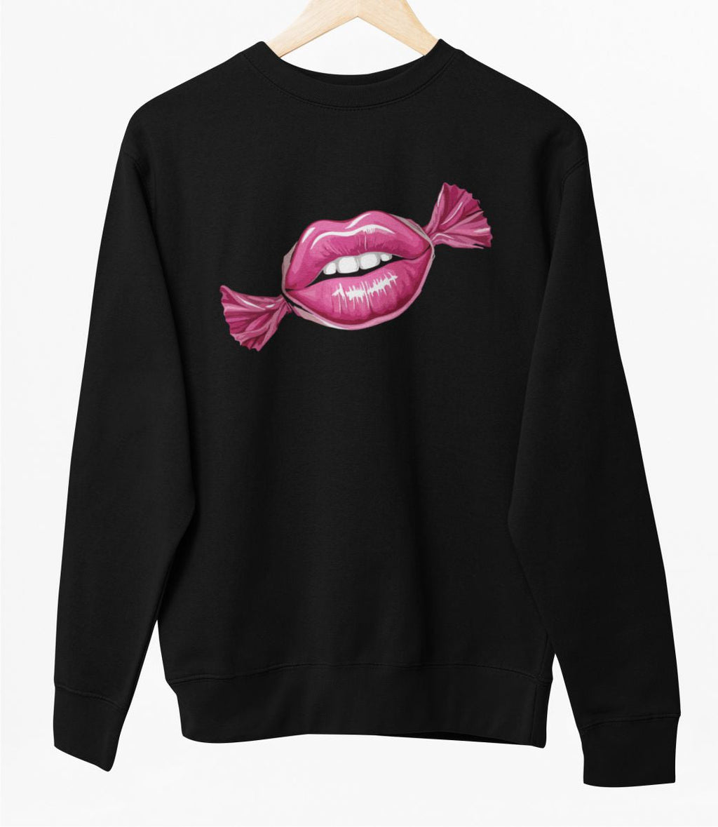 Čierny UNISEX pulóver „Bozk ako cukrík“