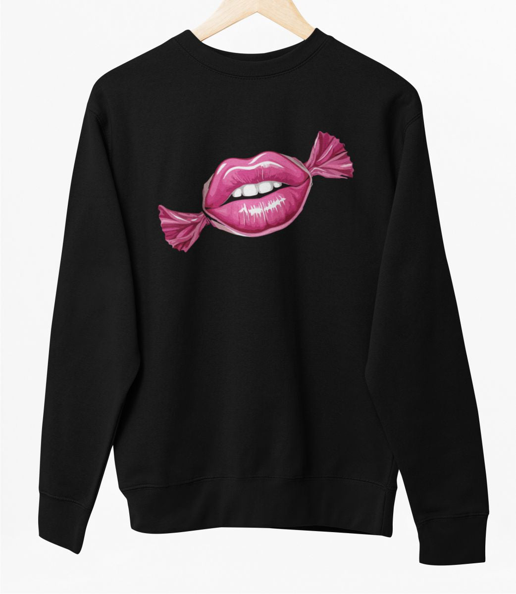 Čierny UNISEX pulóver „Bozk ako cukrík“