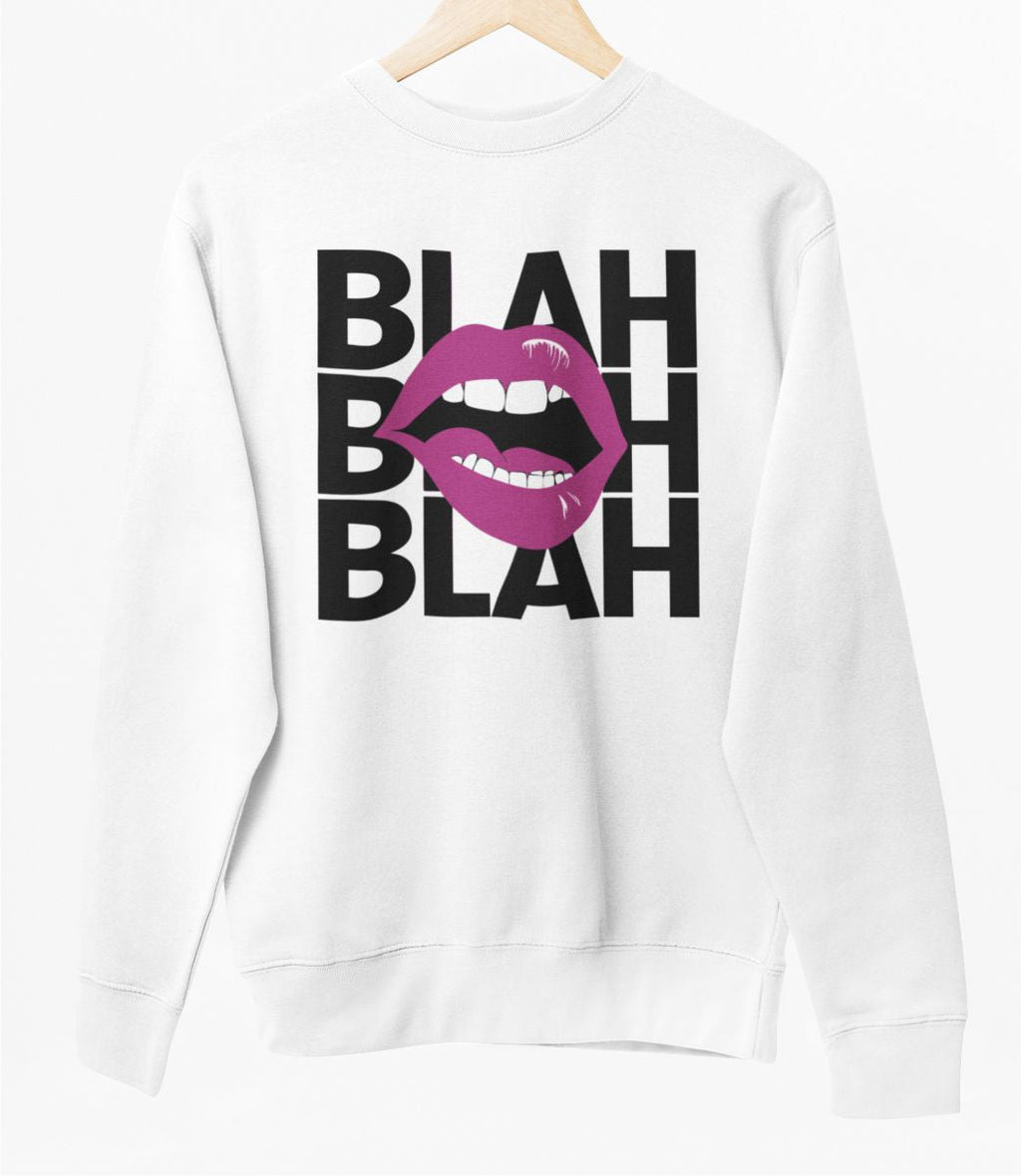 Biely UNISEX pulóver „Blah“