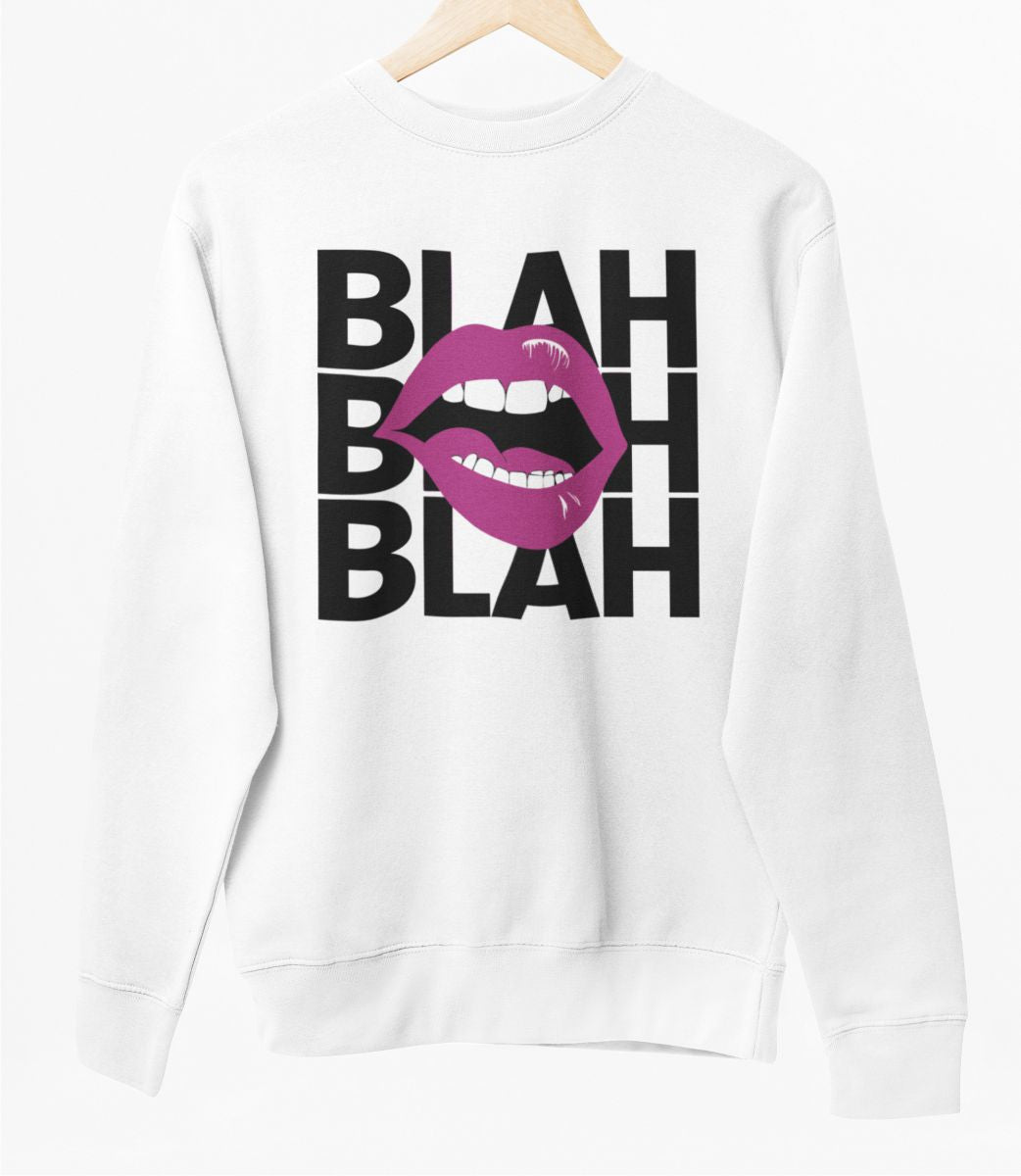 Biely UNISEX pulóver „Blah“