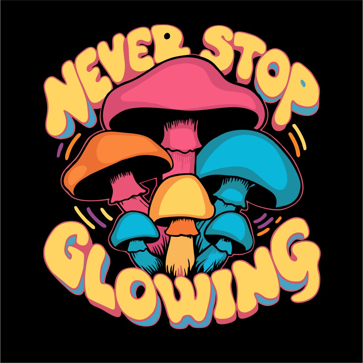 Čierny UNISEX pulóver „Never stop glowing“