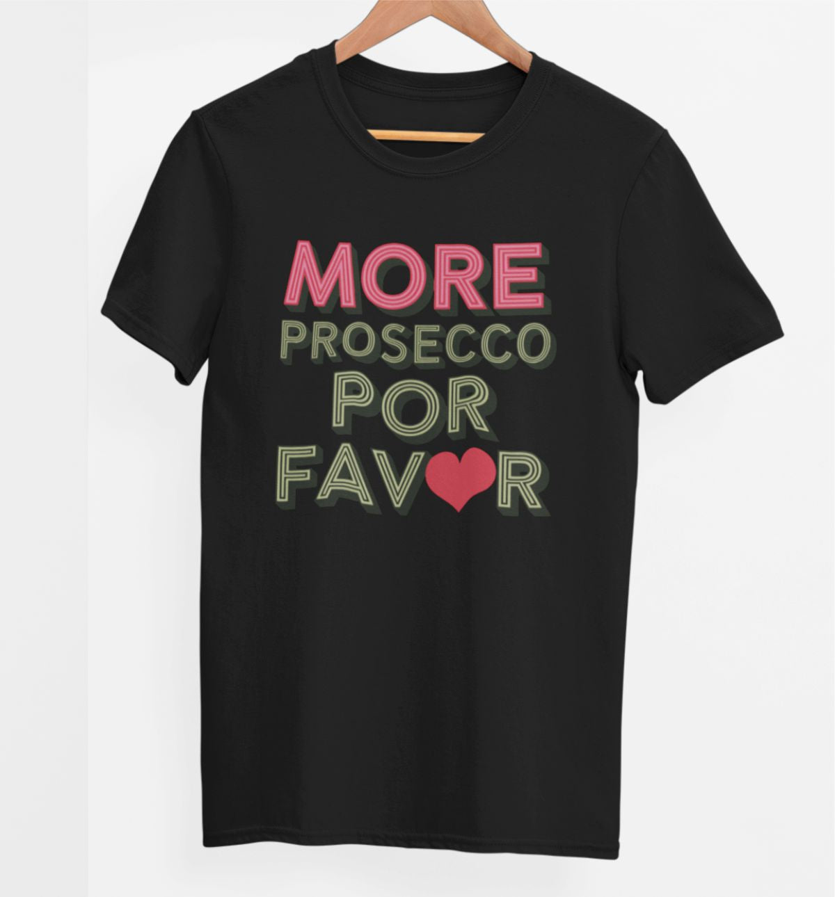 Čierne UNISEX tričko „Viac prosecca“