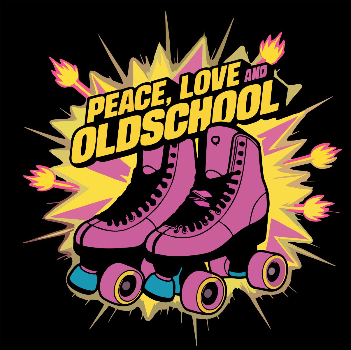 Čierne UNISEX tričko „Peace, love and oldschool“