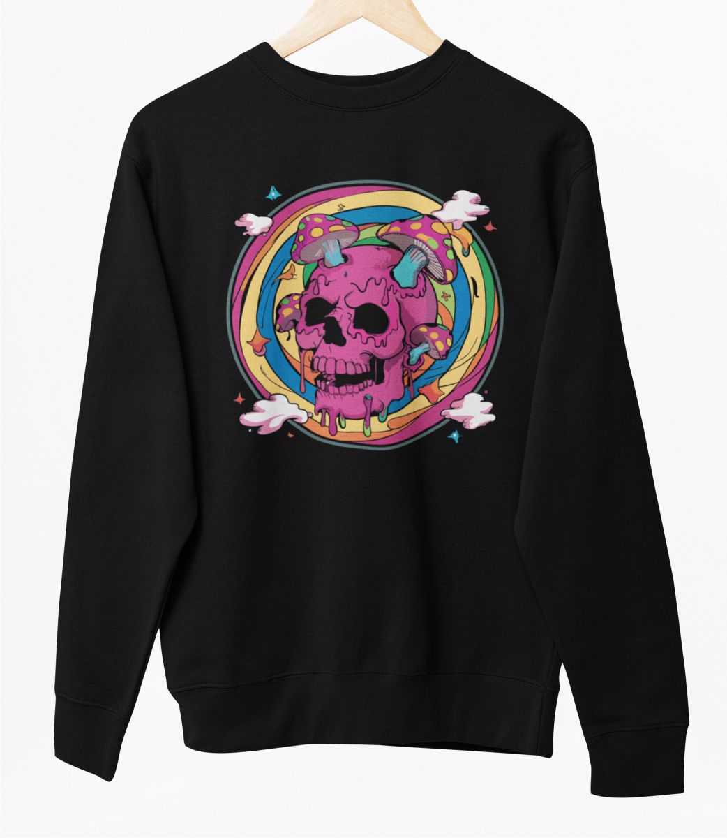 Čierny UNISEX pulóver „Ružové nebo“