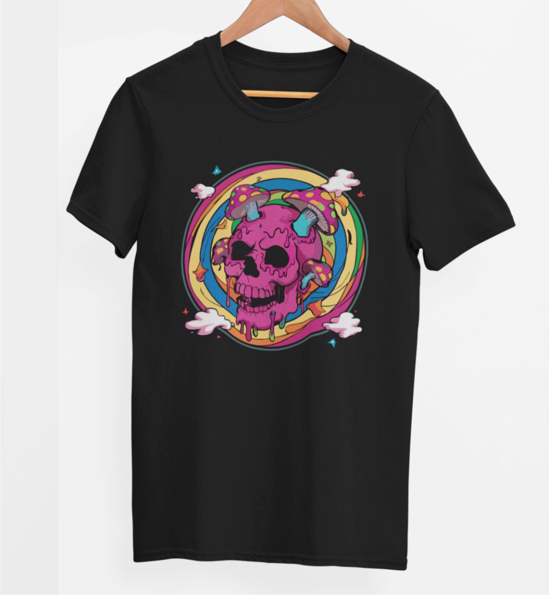Čierne UNISEX tričko „Ružové nebo“