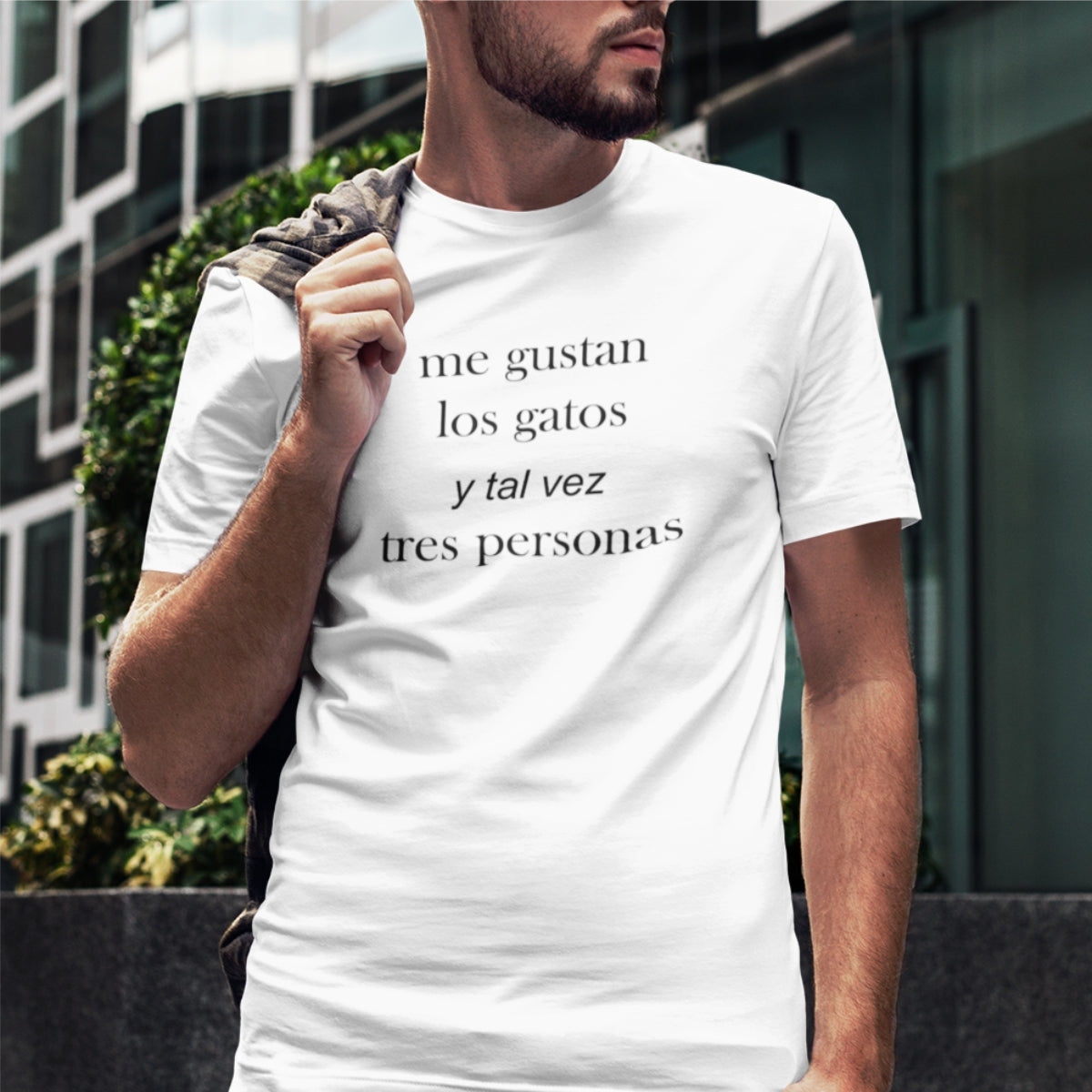 Biele UNISEX tričko „Me gustan los gatos“