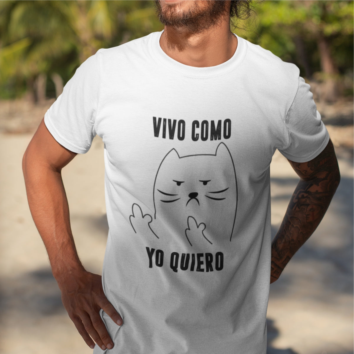 Biele UNISEX tričko „Vivo como yo quiero“