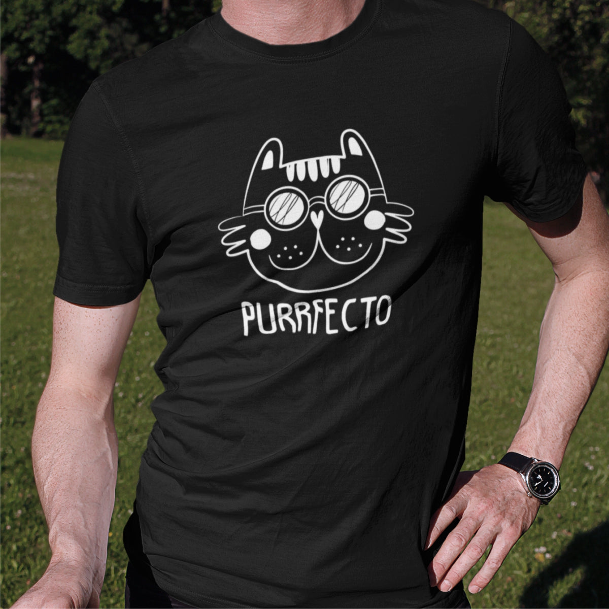 Čierne UNISEX tričko „Purrfecto“