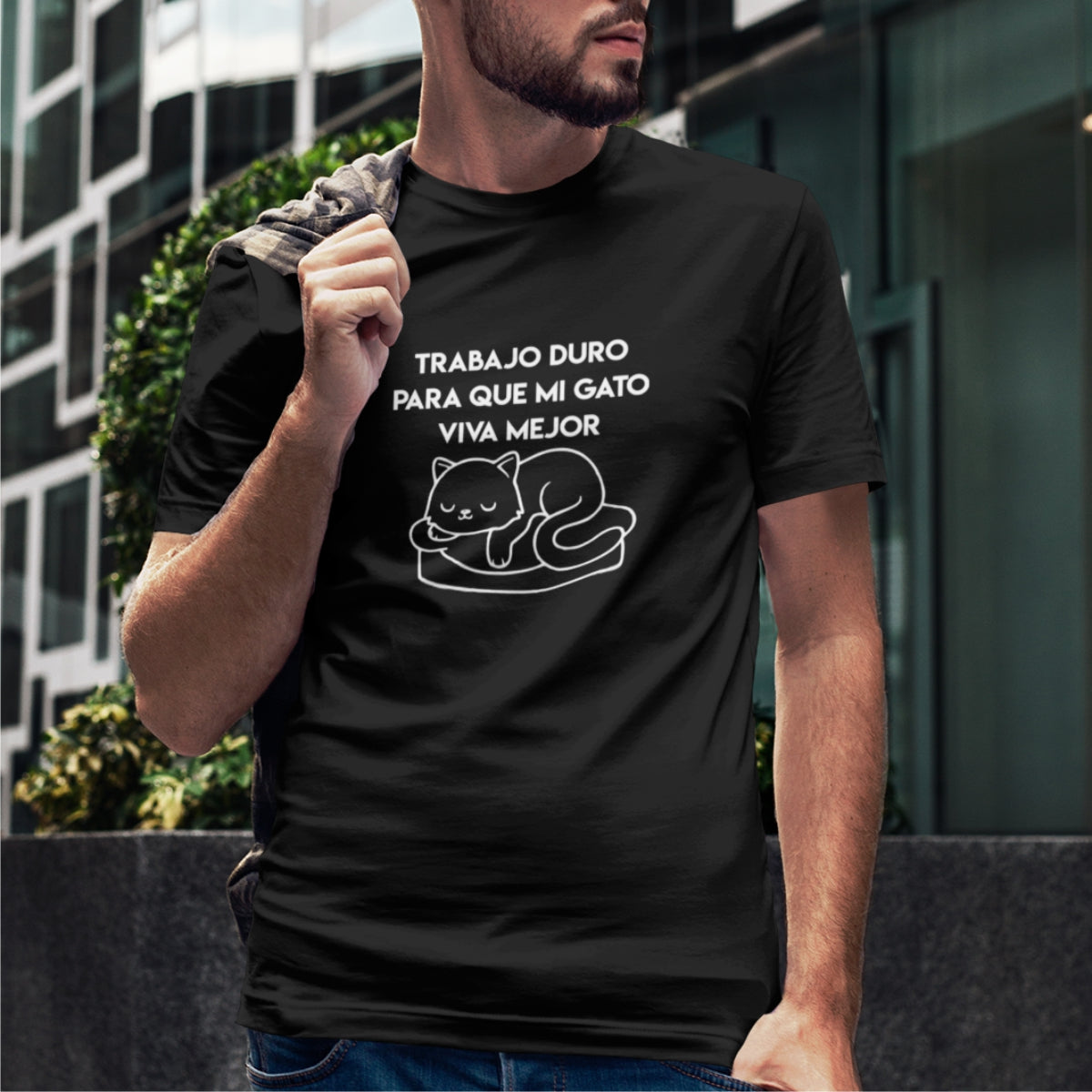 Čierne UNISEX tričko „Trabajo duro“