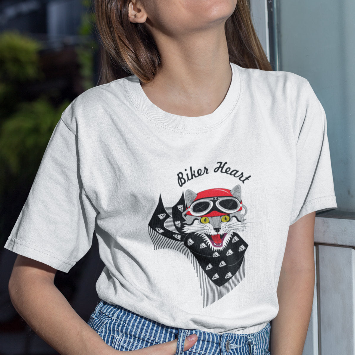 Biele tričko „Biker heart“