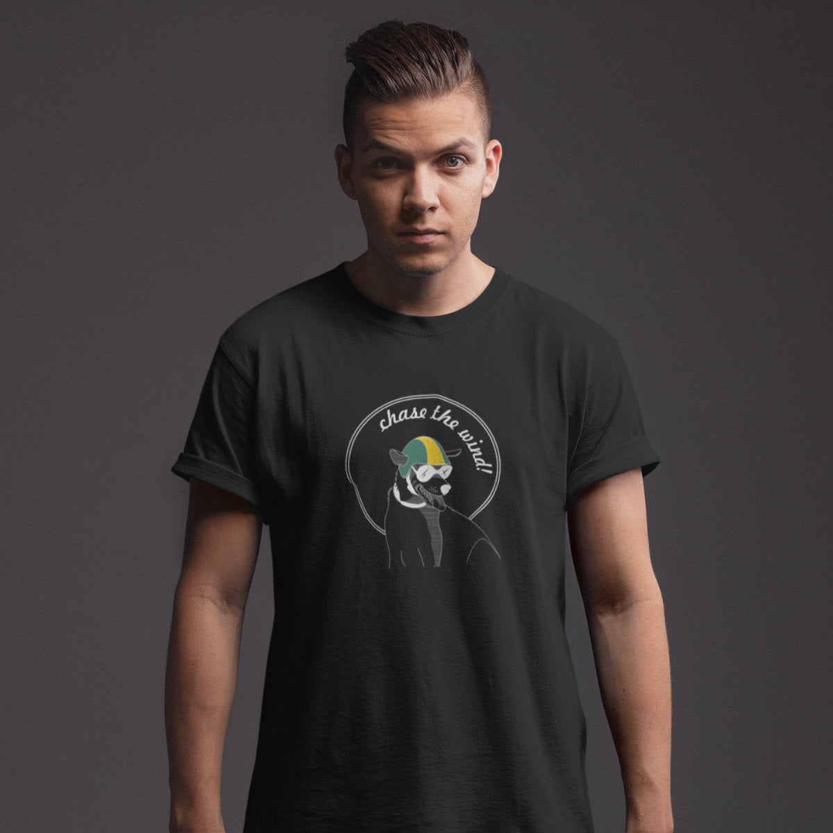 Čierne tričko „Chase the wind“