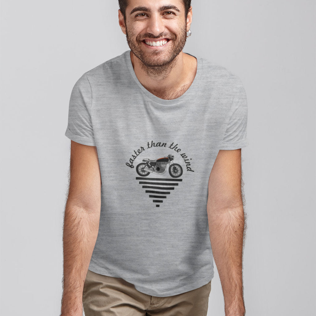 Šedé melírované tričko „Faster than the wind“