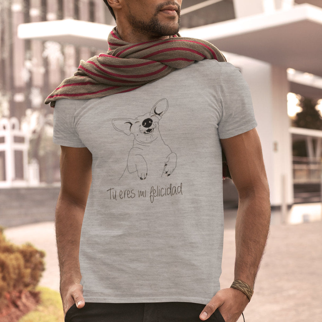 Šedé melírované tričko „You are my happiness“