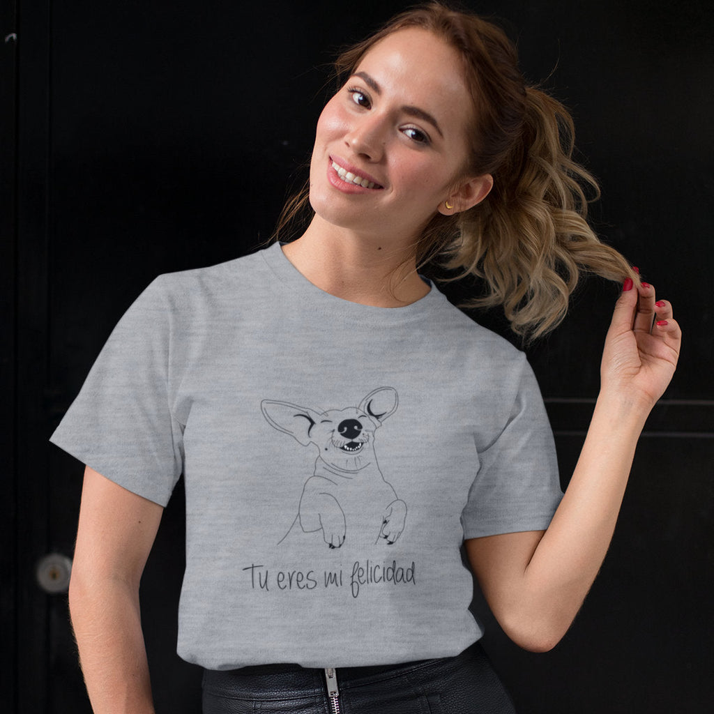 Šedé melírované tričko „You are my happiness“