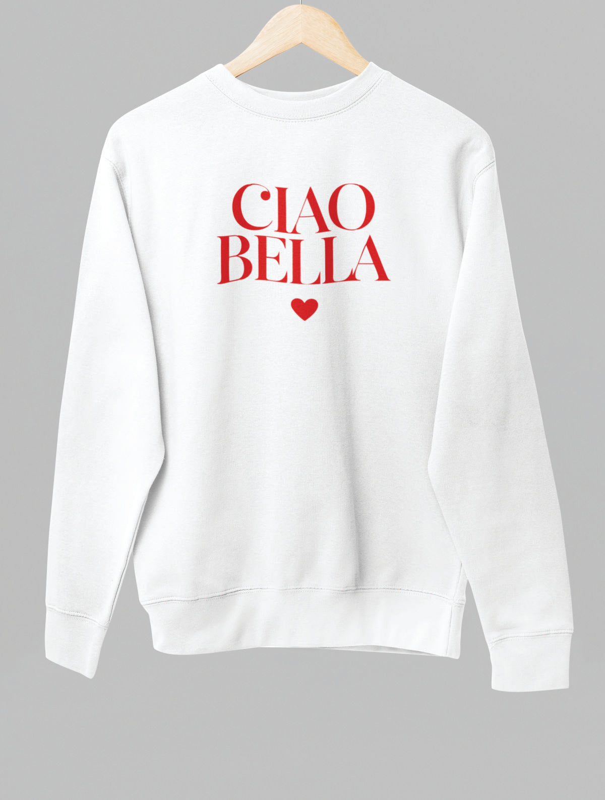 Biely UNISEX pulóver „CIAO BELLA“