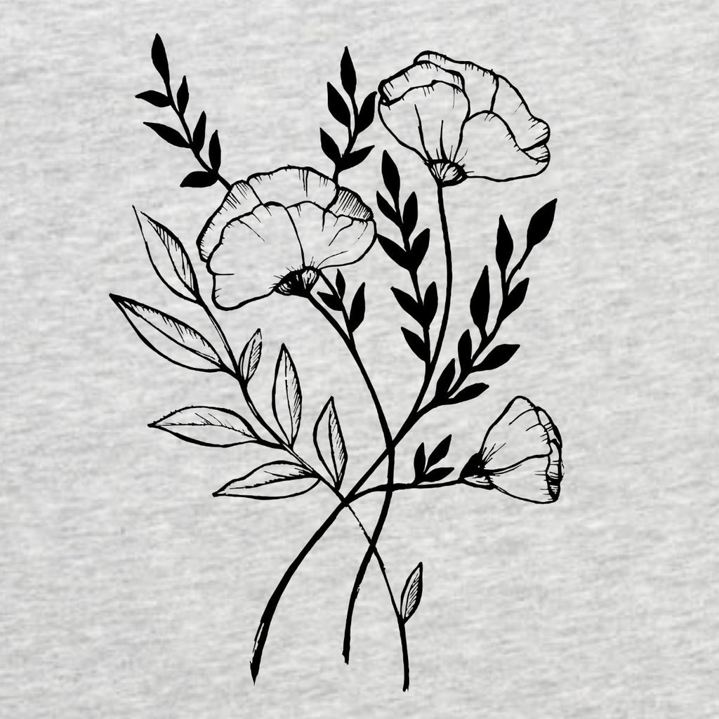 Šedé melírované tričko „Three Flowers“