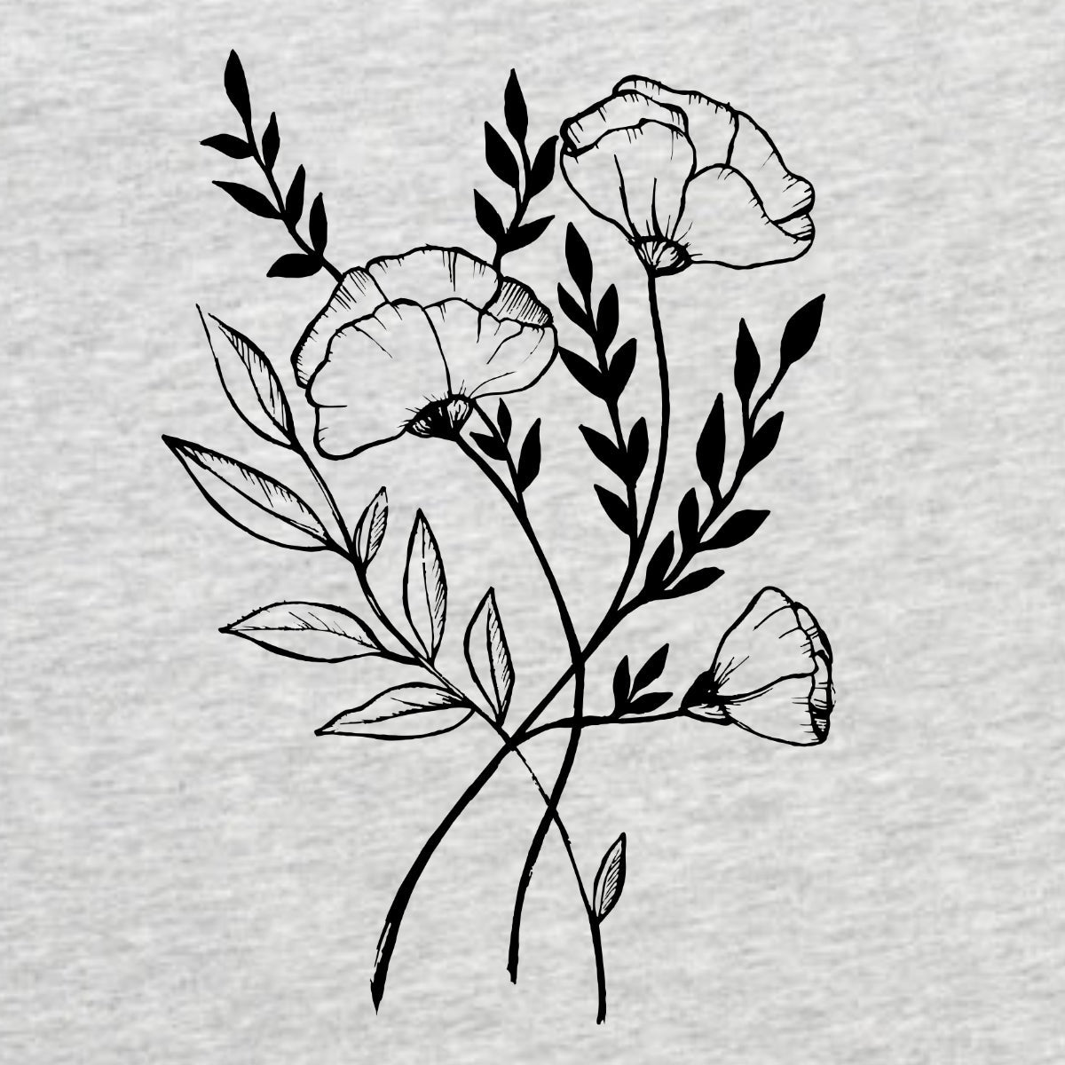 Šedé melírované tričko „Three Flowers“