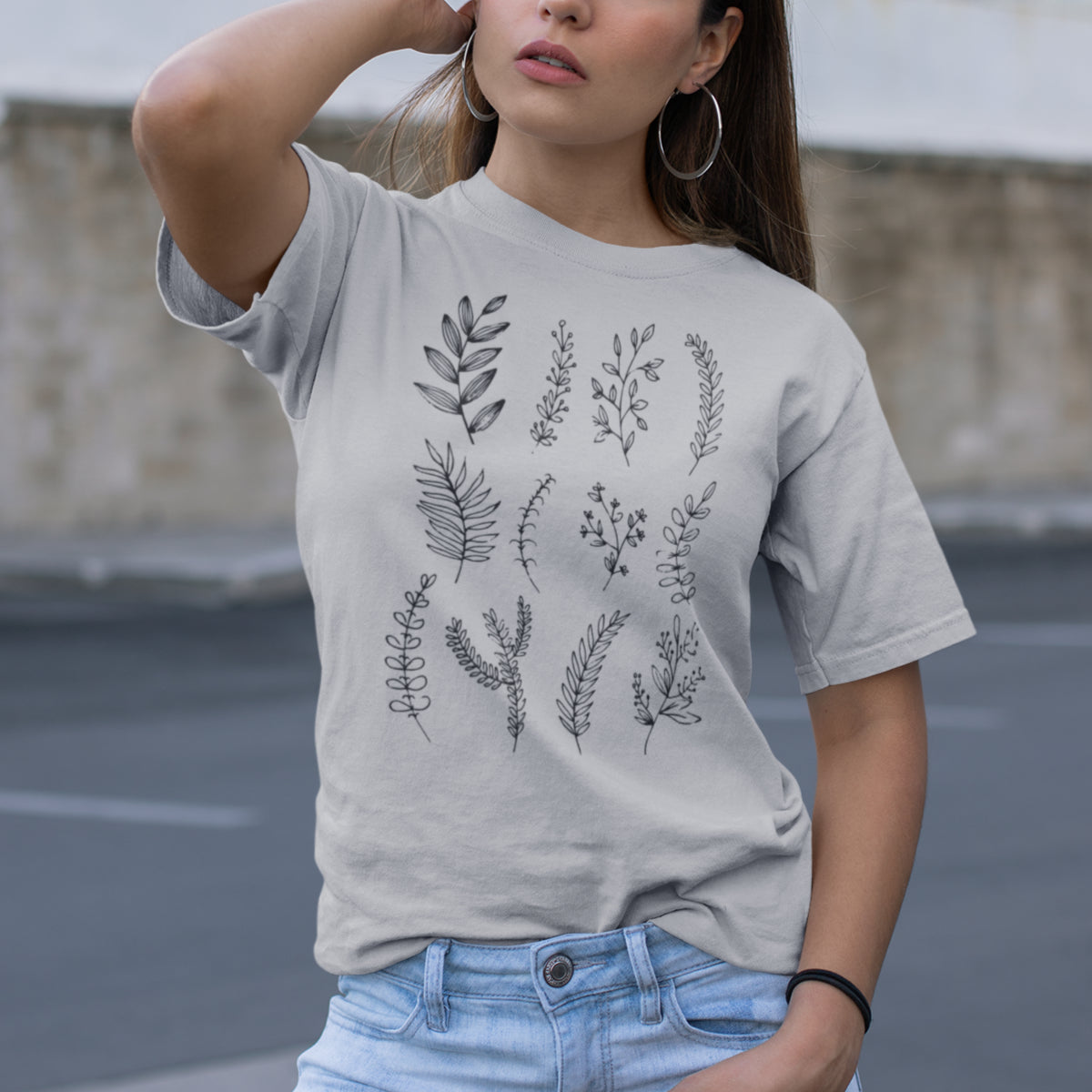 Šedé melírované tričko „Nature Motives“