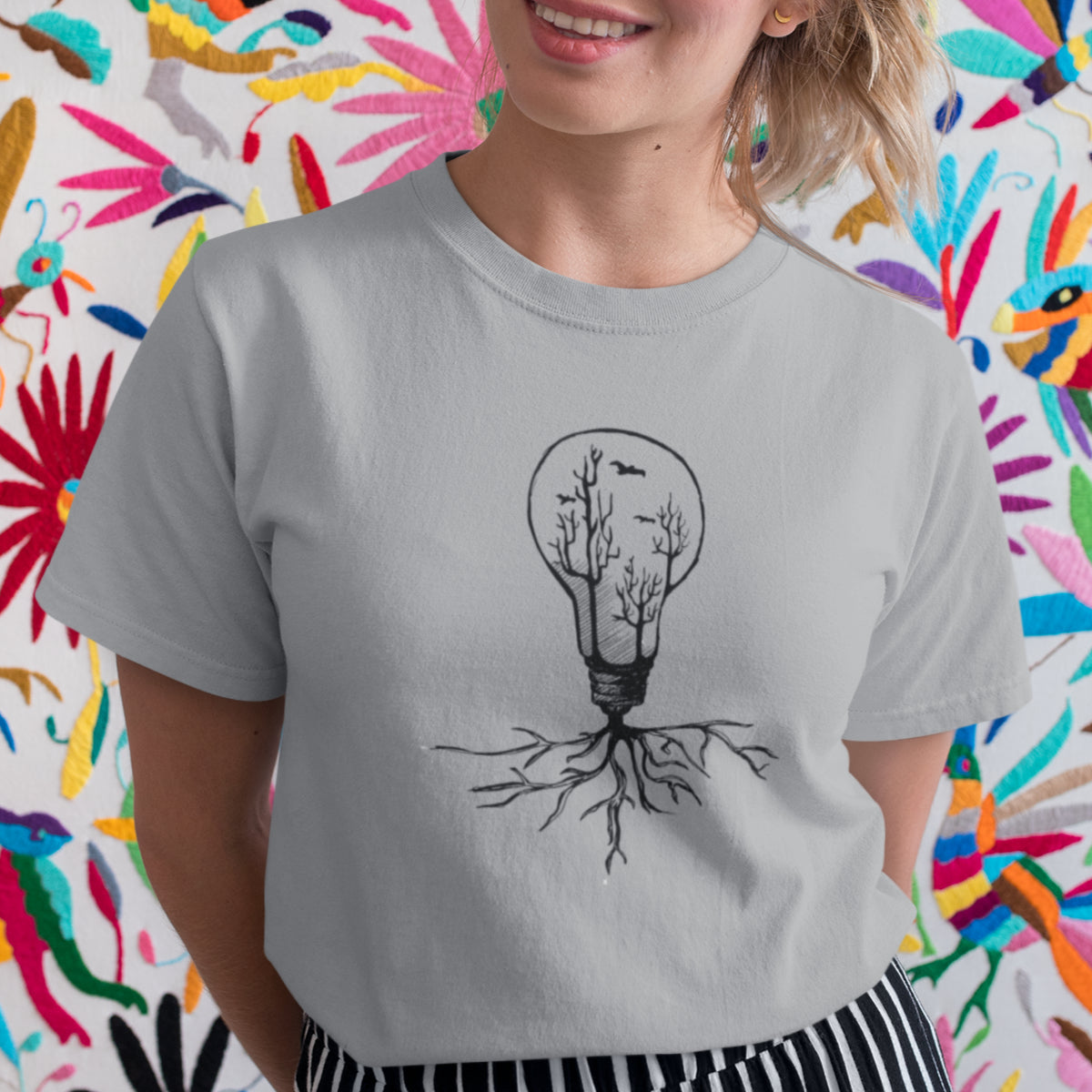 Šedé melírované tričko „Light Bulb“