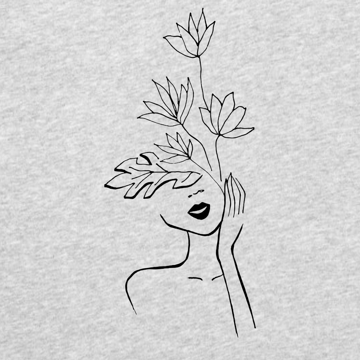 Šedé melírované tričko „Girl with Flowers“