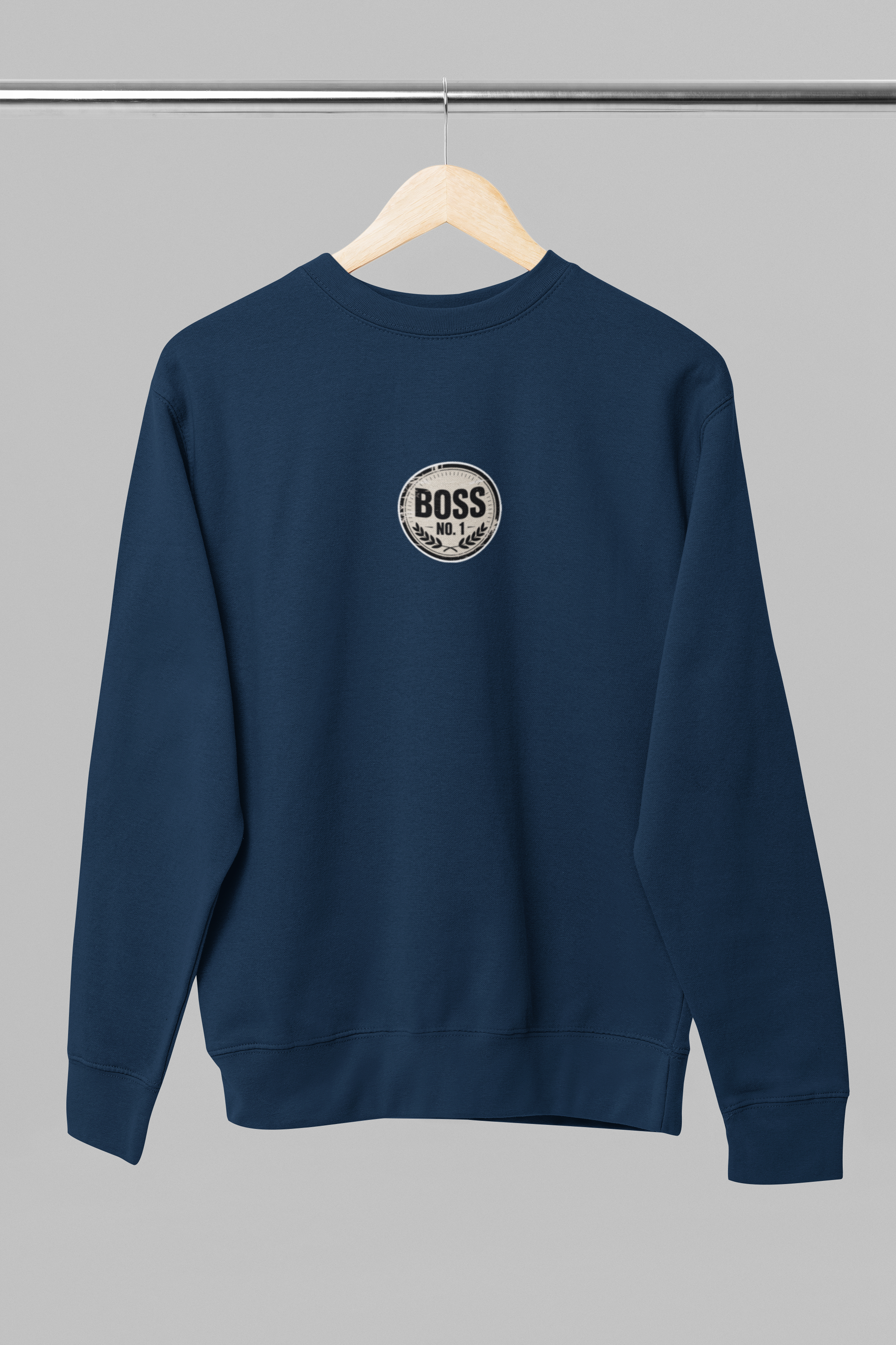 Tmavomodrá unisex mikina bez kapucne "Boss No1"