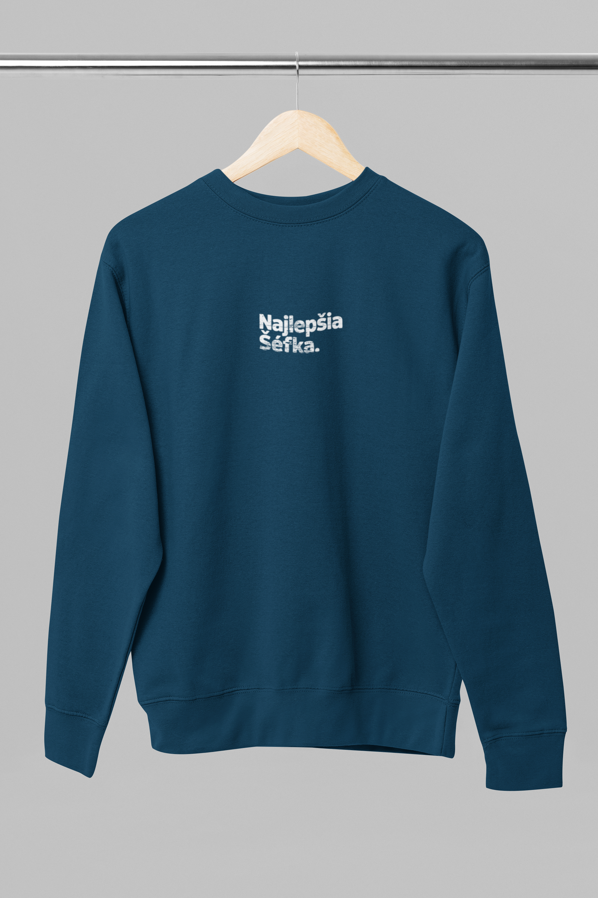 Tmavomodrá unisex mikina bez kapucne "Najlepšia šéfka"