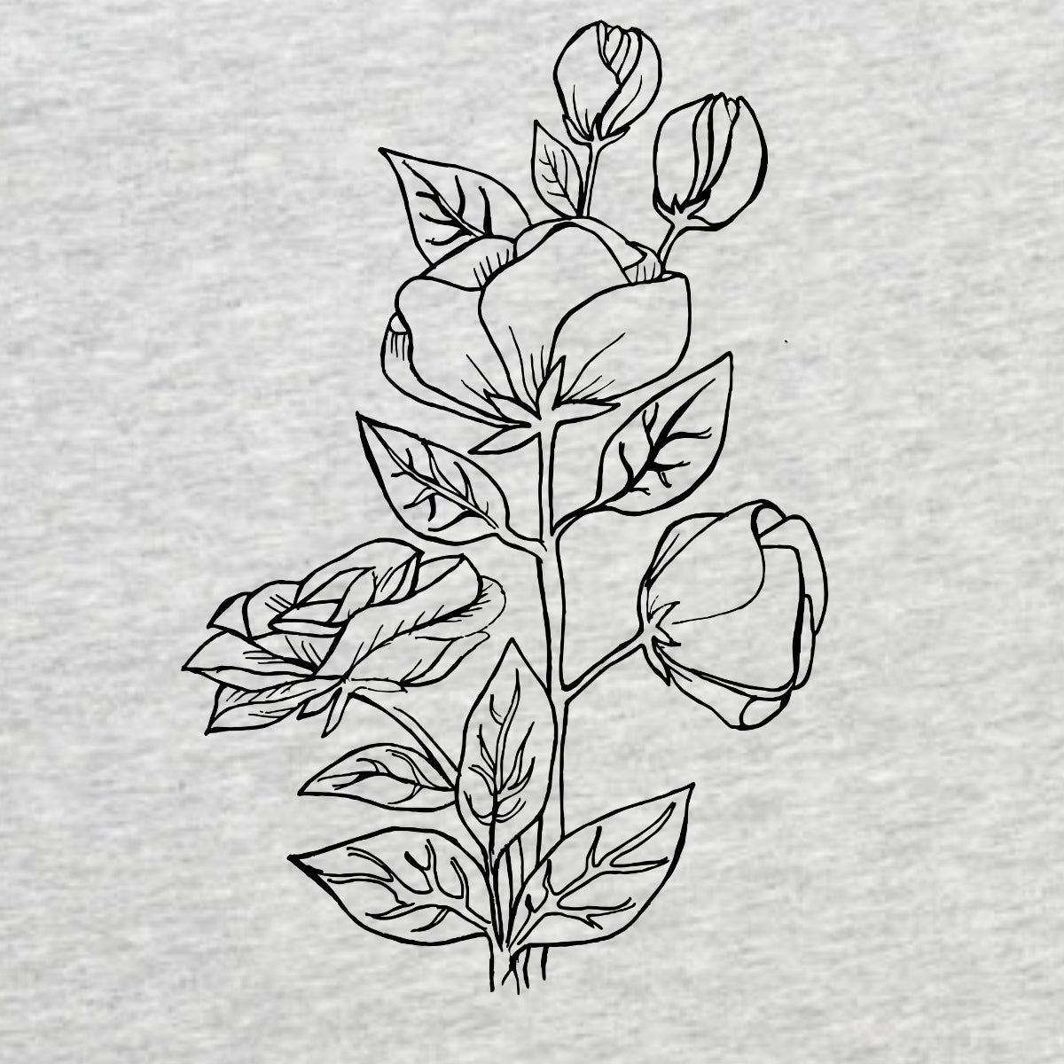 Šedé melírované tričko „Twig of a Rose“