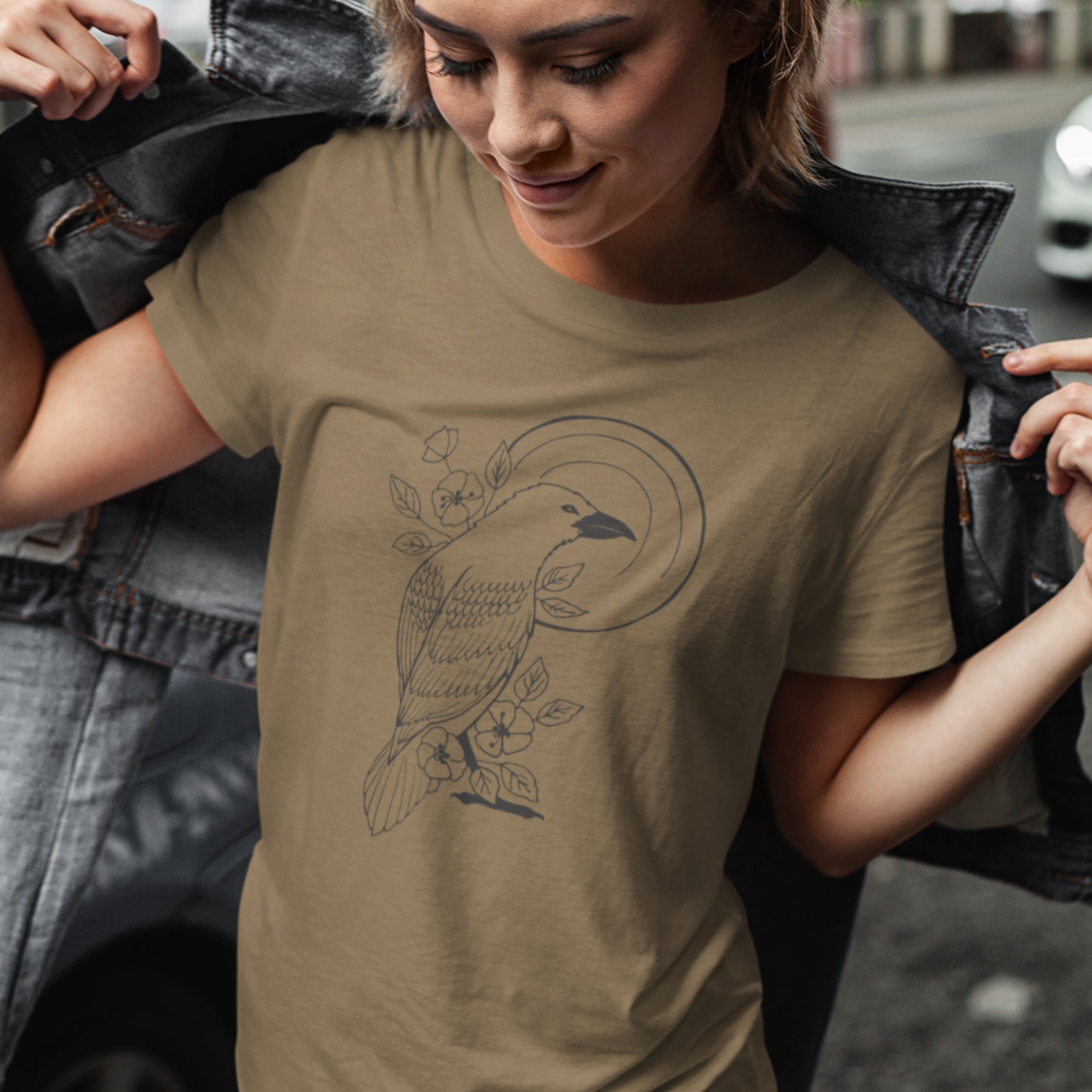 Khaki UNISEX tričko „Vrana“